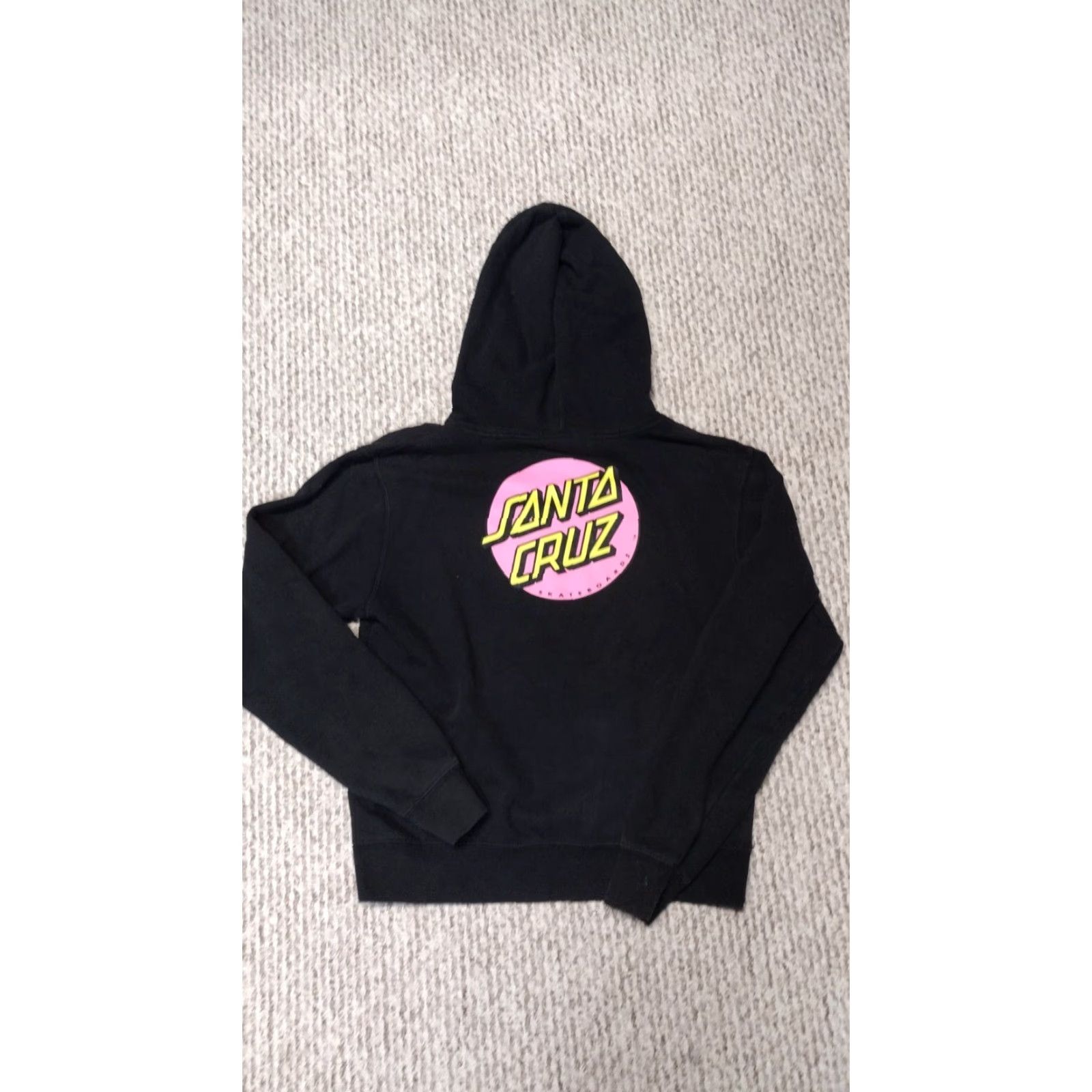 Vintage Santa Cruz Skateboards Hoodie Pullover Long Sleeve Black Pink Dot S/M Unisex Adults Vintage Retro Womens Mens Size US S / EU 44-46 / 1 - 3 Thumbnail