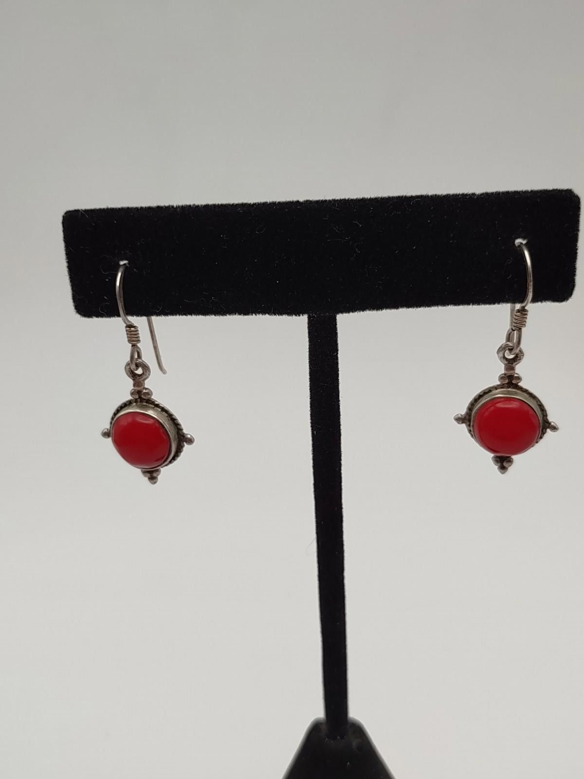 The Unbranded Brand Vintage 925 Sterling Silver Red Jasper Bali Drop Earrings Size ONE SIZE - 1 Thumbnail