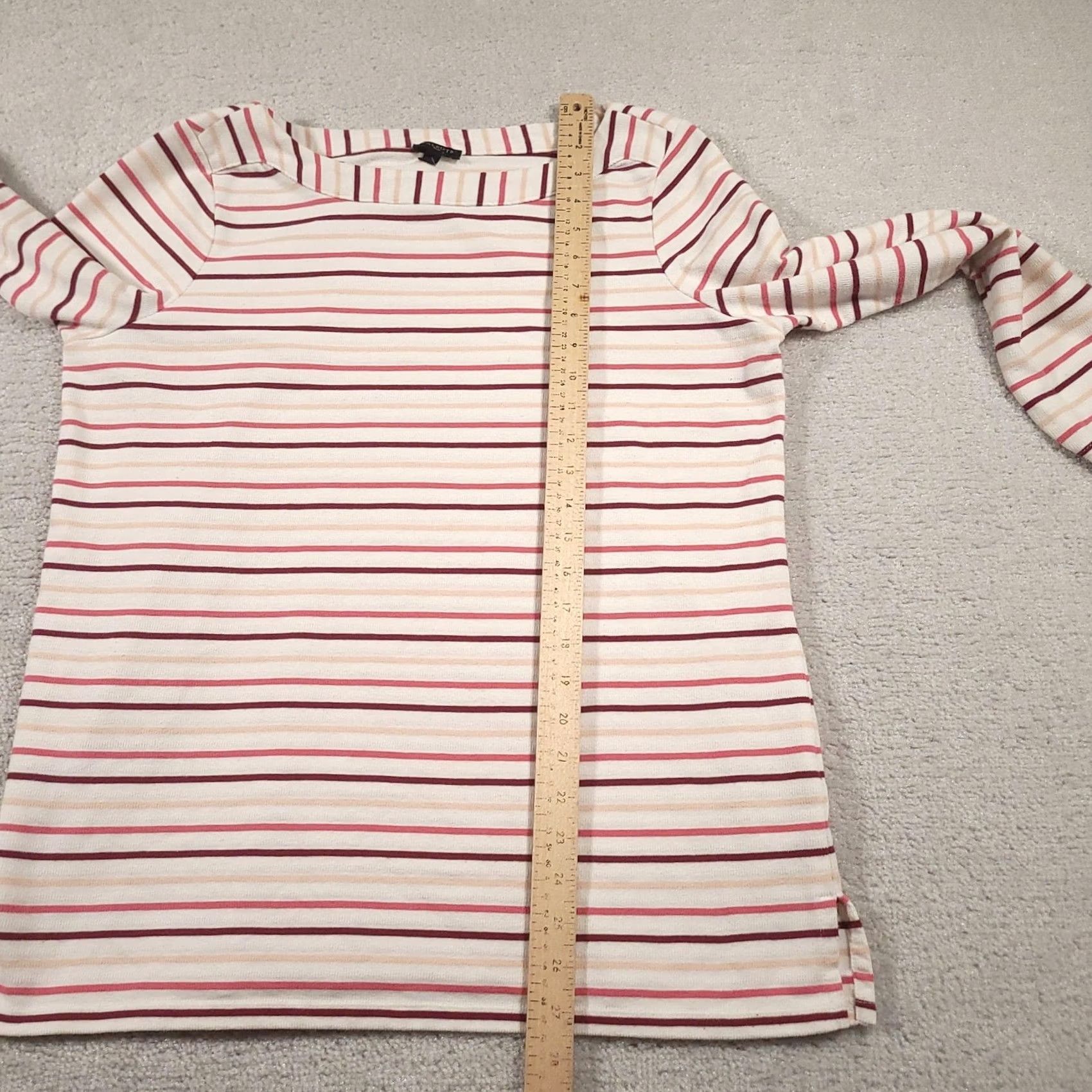 Talbots Talbots Plus Shirt Womens 14W White Pink Red Striped Boatneck Long Sleeve Size XL / US 12-14 / IT 48-50 - 7 Thumbnail