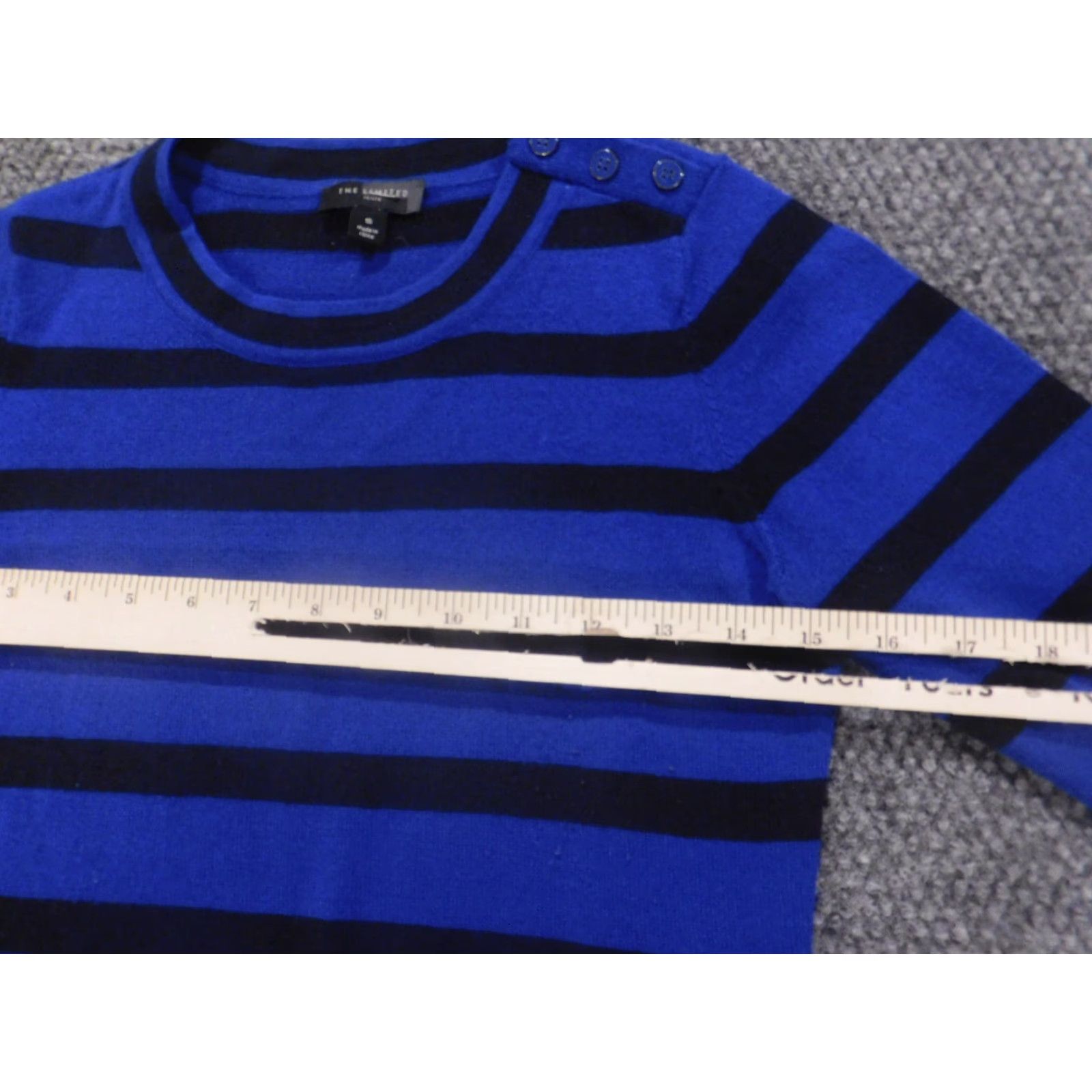 Vintage The Limited Womens Sweater Small Petites Blue striped crewneck Size S / US 4 / IT 40 - 7 Thumbnail