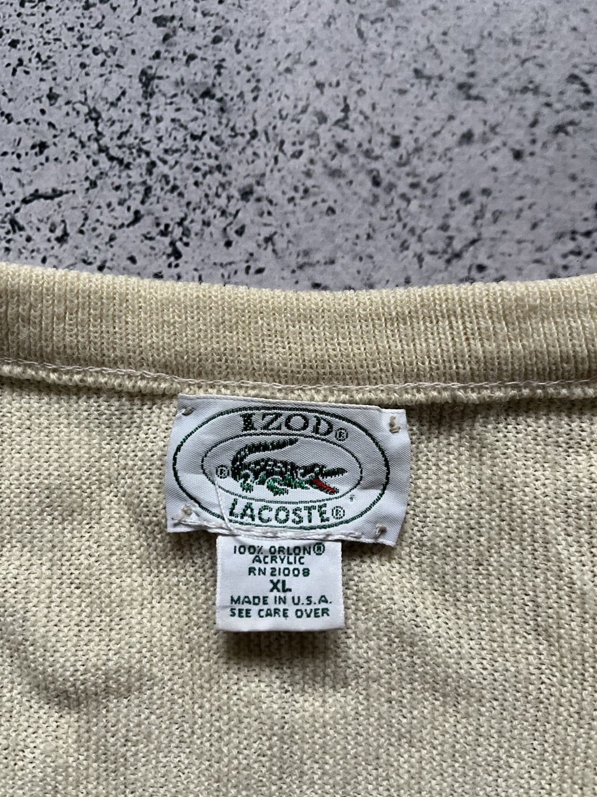 Lacoste Lacoste IZOD Vintage White Acrylic V-neck Sweater Y2K USA Size US XL / EU 56 / 4 - 3 Thumbnail