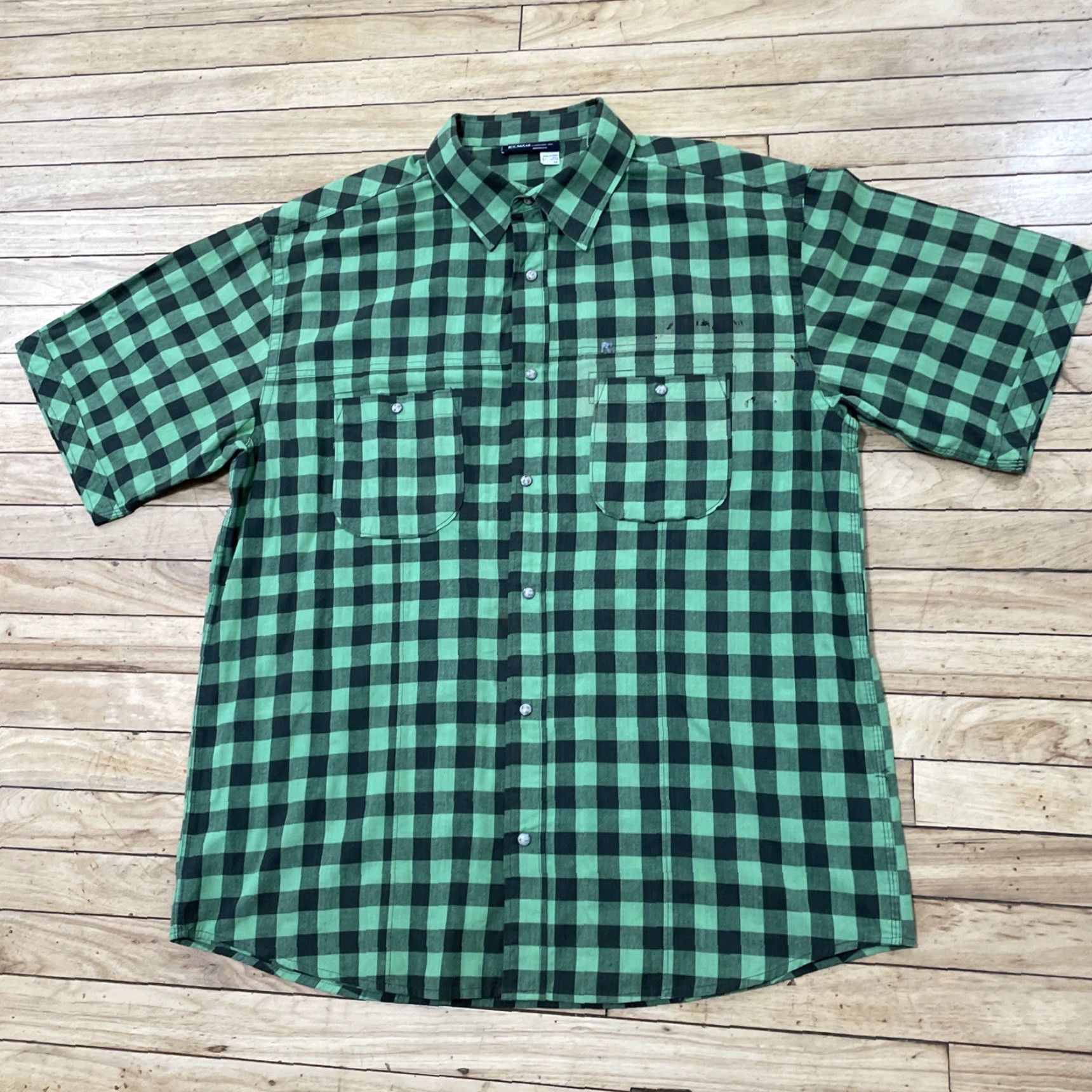 Rocawear VINTAGE Rocawear Shirt Men 3XL Plaid Distressed Green Black Snap Button-Up Short Sleeve Collared 90s Grunge Hip Hop Size US XXL / EU 58 / 5 - 2 Thumbnail