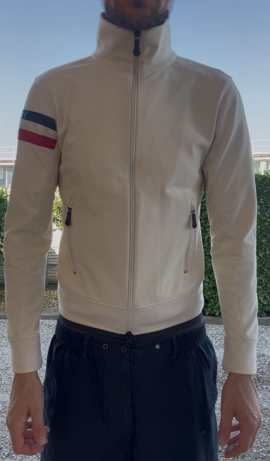 Moncler white striped polyester zip jacket NEW margiela rick owens Size US S / EU 44-46 / 1 - 2 Thumbnail