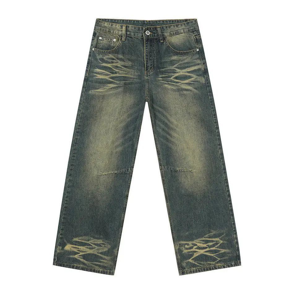 Japanese Brand Retro loose water ripple high street jeans Size US 32 / EU 48 - 5 Thumbnail