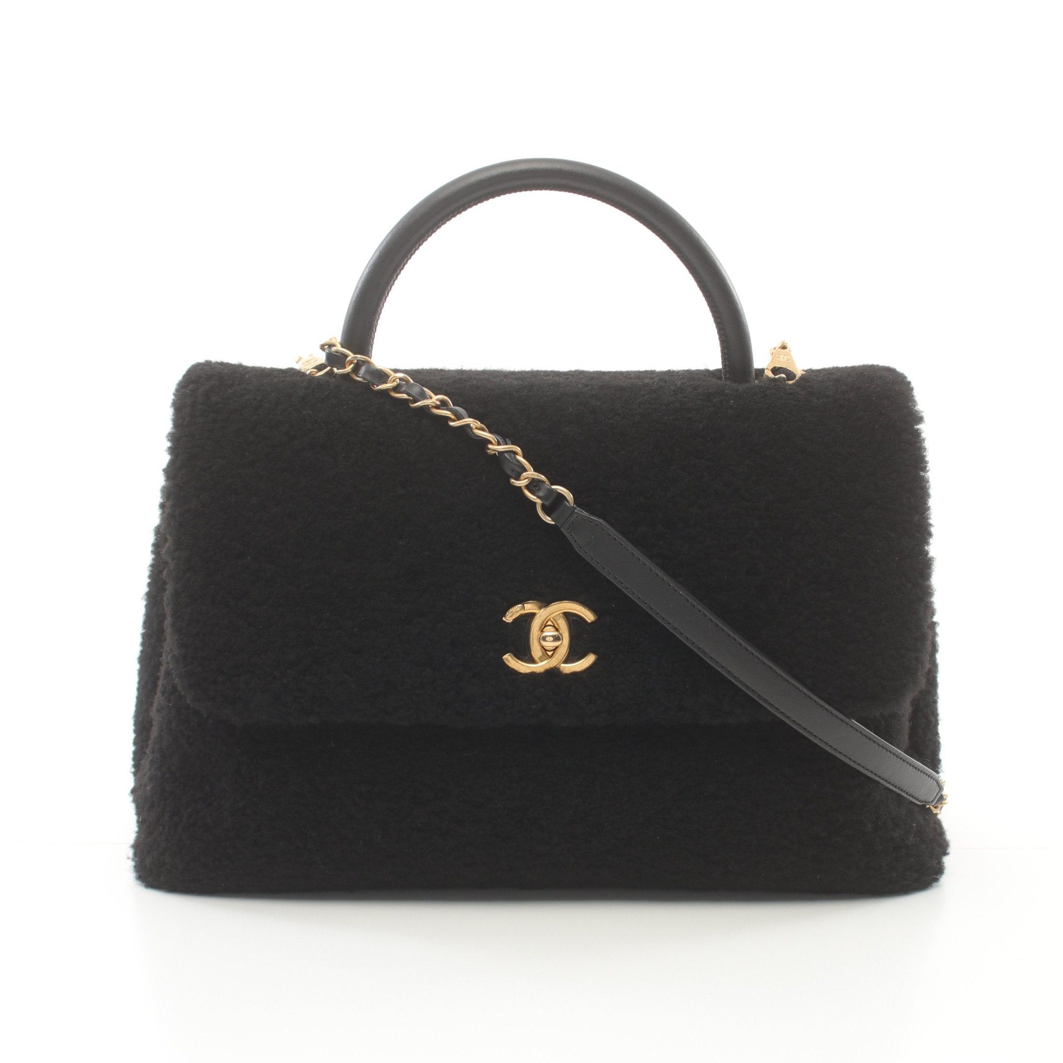 Chanel Chanel Coco Handle Handbag Mouton Black Gold Hardware Size ONE SIZE - 1 Thumbnail
