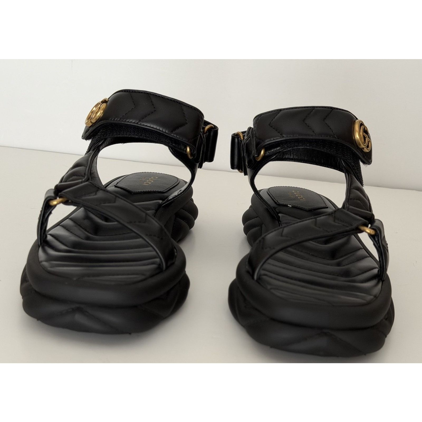 Gucci Gucci GG Quilted Open Toe Black Leather Sandals 10 US 776936 Size US 10 / IT 40 - 9 Thumbnail