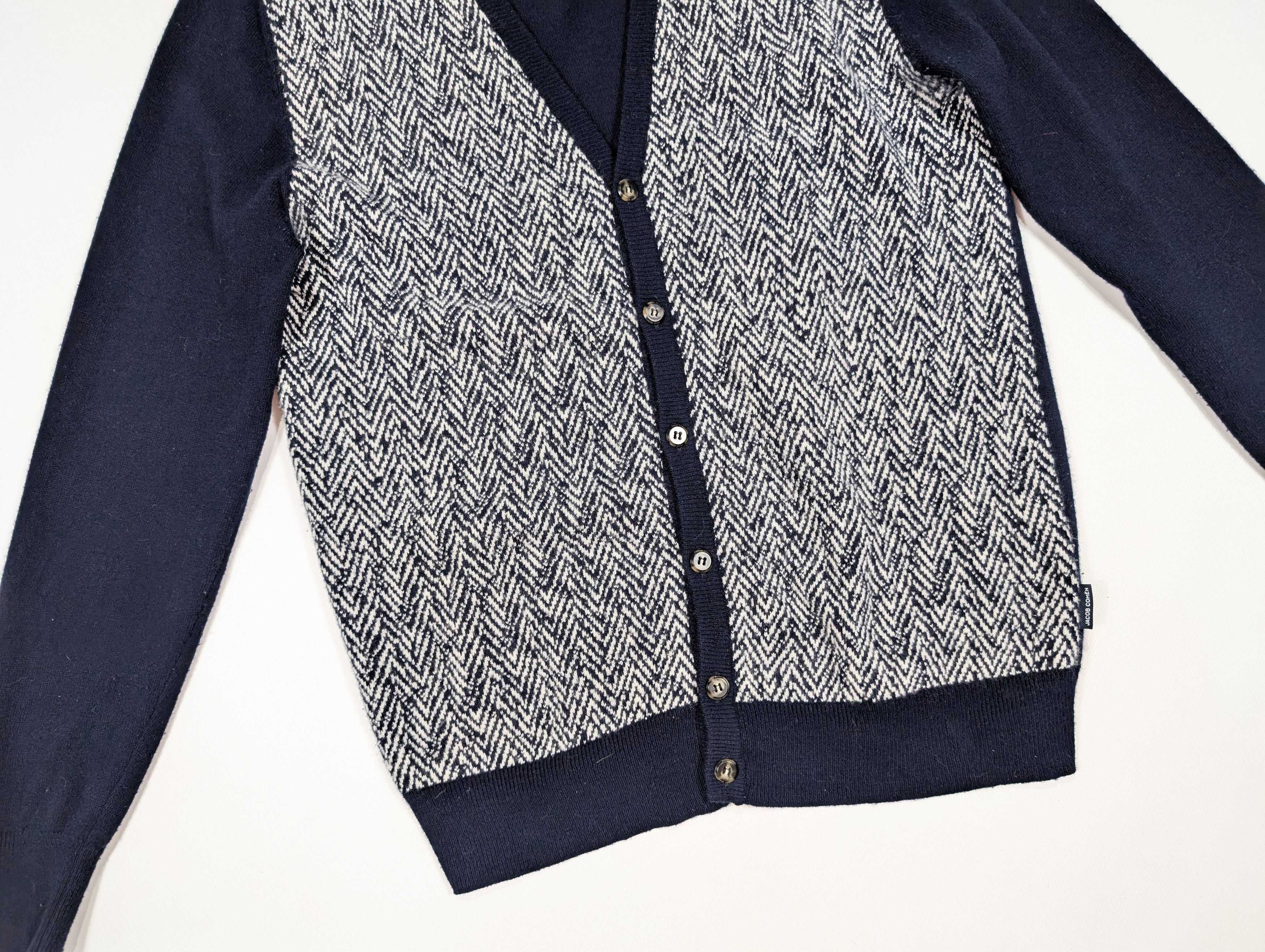 Jacob Cohen Jacob Cohen Blue Wool V-Neck Cardigan Size L Size US L / EU 52-54 / 3 - 3 Thumbnail