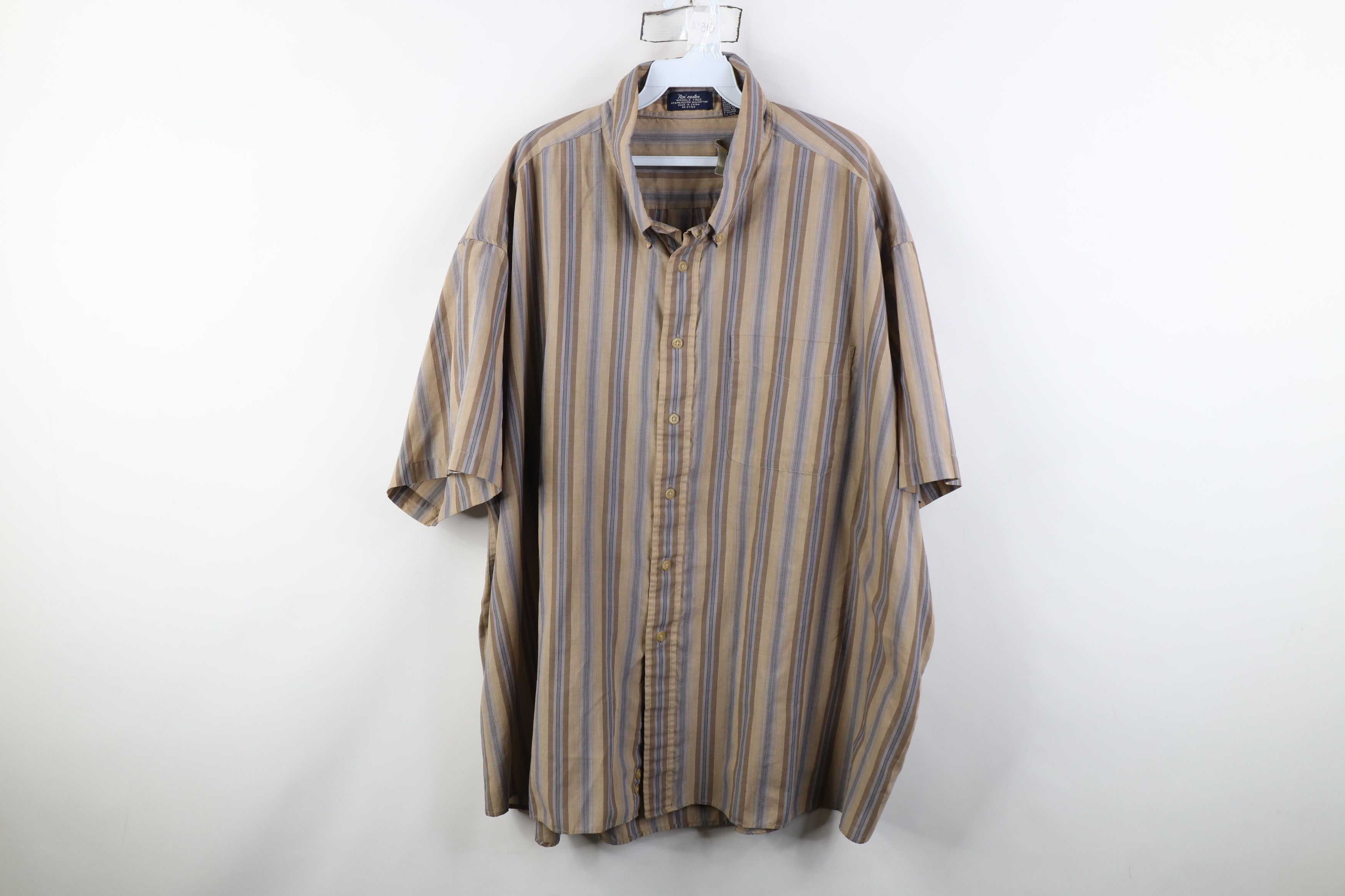 Vintage Vintage 90s Earth Tone Striped Short Sleeve Button Shirt Size US XXL / EU 58 / 5 - 1 Thumbnail