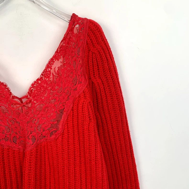 Other Balenciaga size 34 Red lace V-neck wool long-sleeve knit s Size XXS / US 00 / IT 34 - 3 Thumbnail