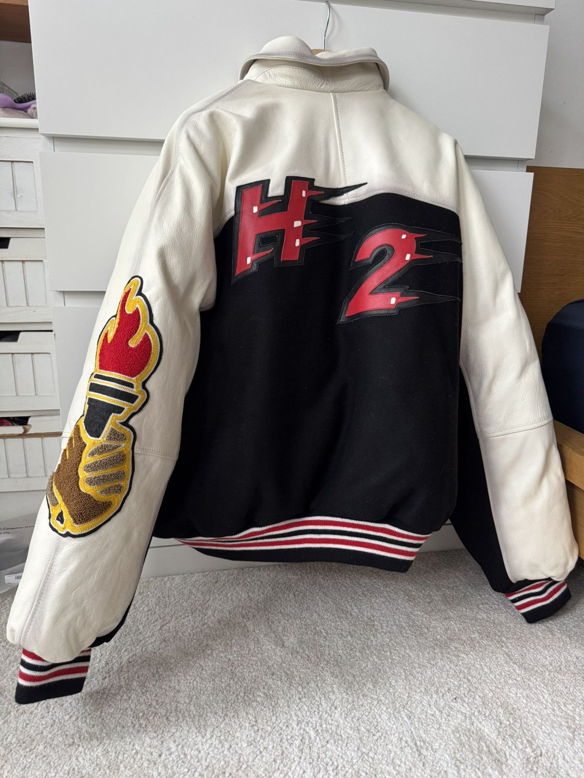 Heron Preston H2レザー ジャケット Lサイズ ホワイト Heron Preston H2レザー ジャケット Lサイズ ホワイト - メルカリ