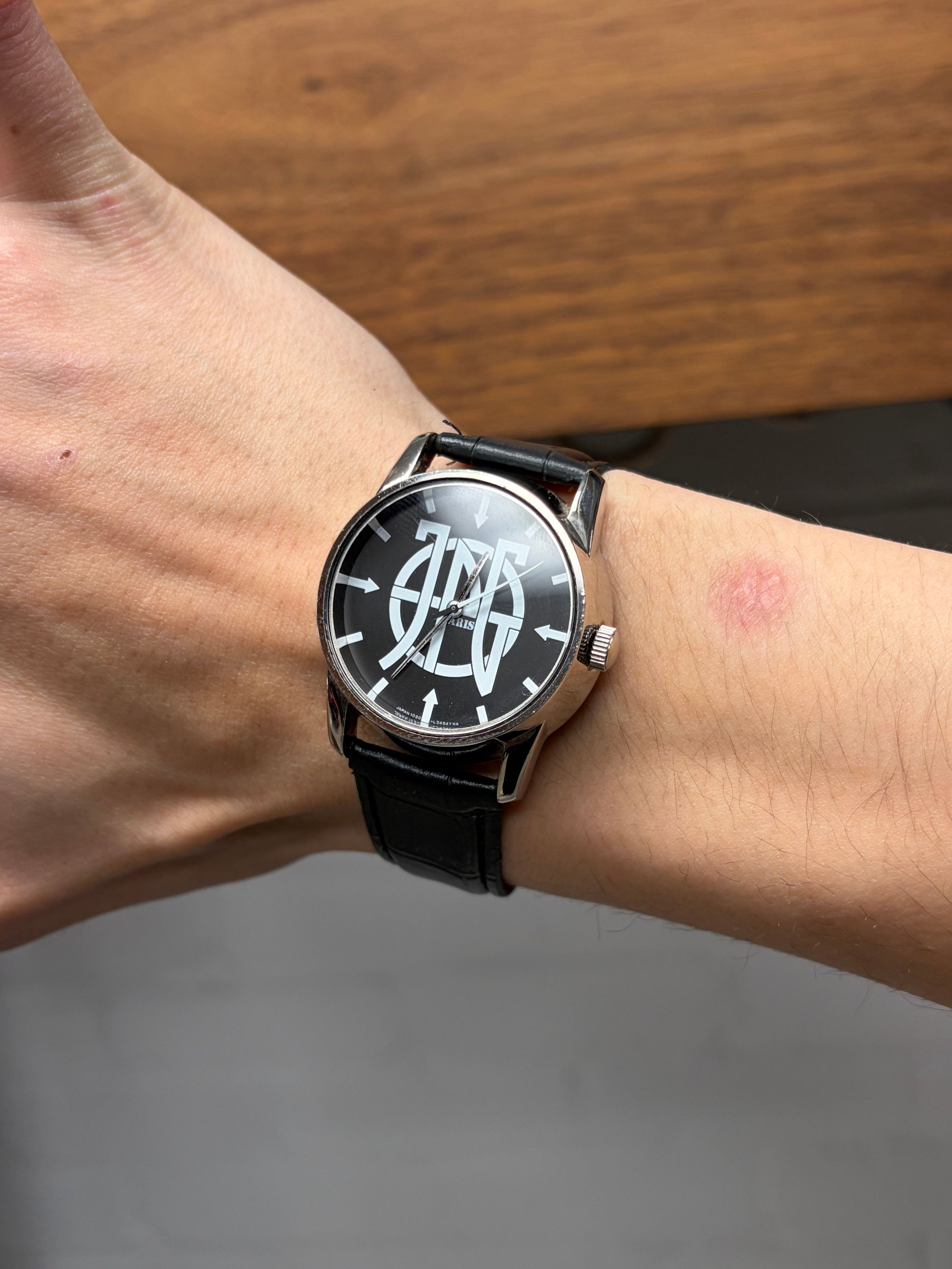 Other Vintage 90s Jean Paul Gaultier ‘JPG’ Watch with Black Leather Strap Size ONE SIZE - 1 Thumbnail