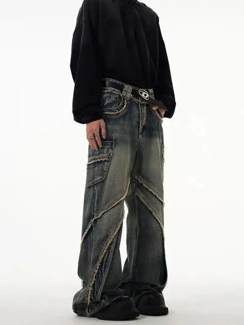 Japanese Brand × Jean Street embroidered skull wide leg jeans Size US 32 / EU 48 - 4 Thumbnail
