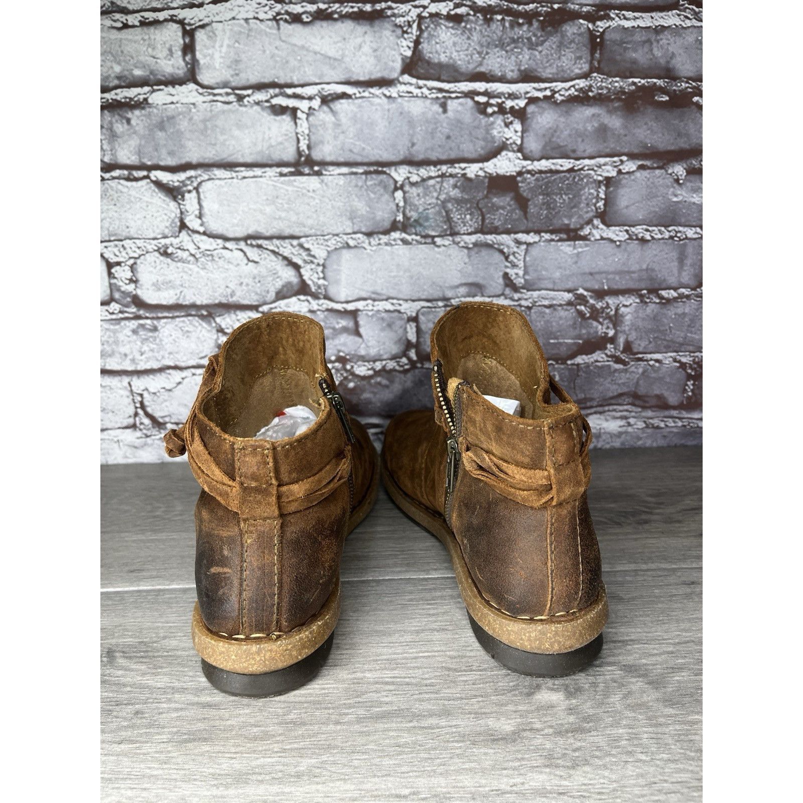 Born Born Ankle Boots Brown Suede Leather Lace Up Zip Booties Wom Size US 9 / IT 39 - 5 Thumbnail