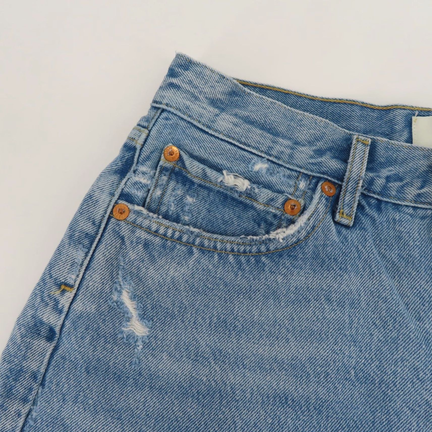 Agolde AGOLDE Women 27 Parker Blue Distressed Denim Jean Shorts Button Fly All Cotton Jeans Cut-Off 5-Pocket Womens Summer Spring Vintage No Size 27" / US 4 / IT 40 - 2 Thumbnail