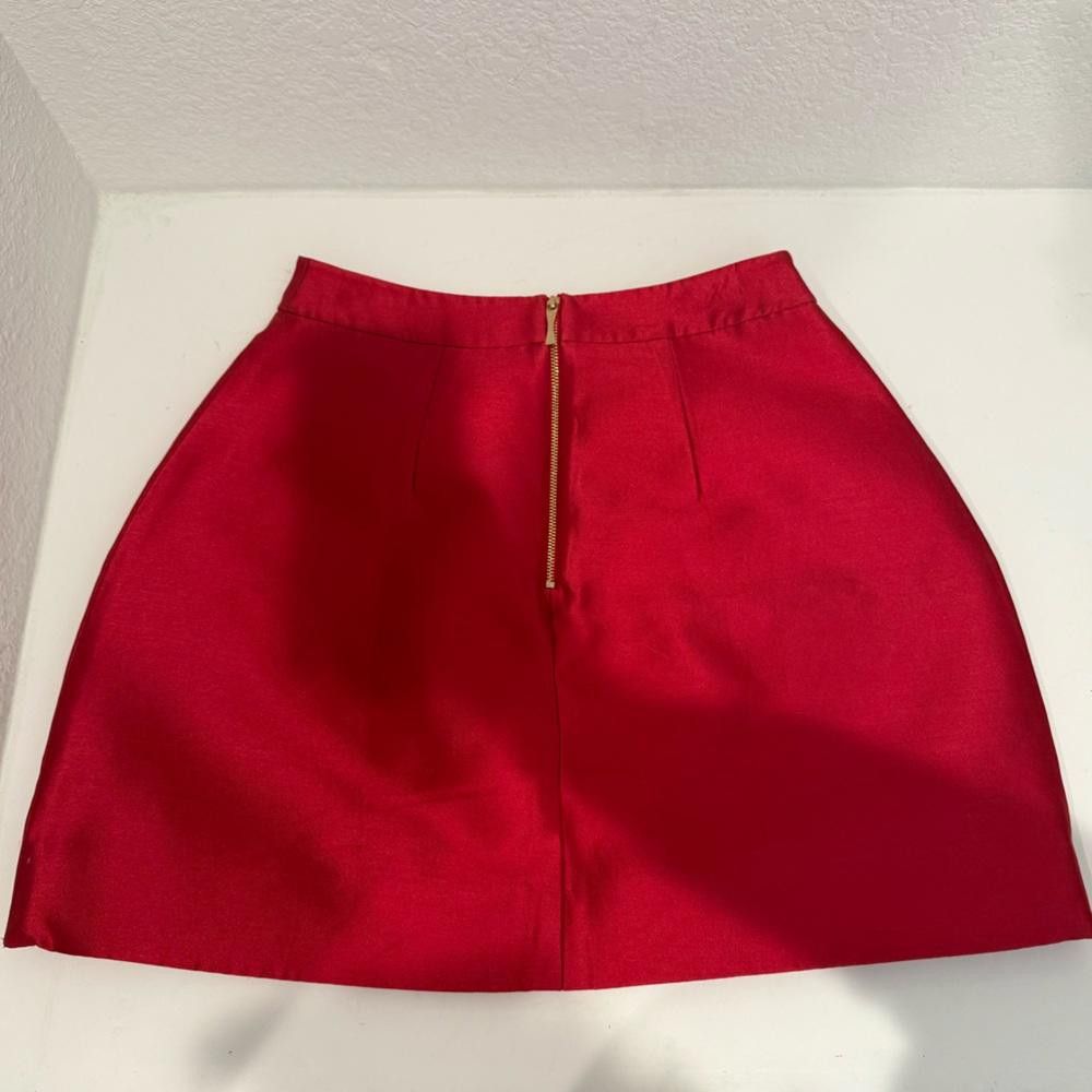 Designer Kate Spade Zooey Red Mini Skirt Silk Blend Size 2 Size 26" / US 2 / IT 38 - 11 Thumbnail