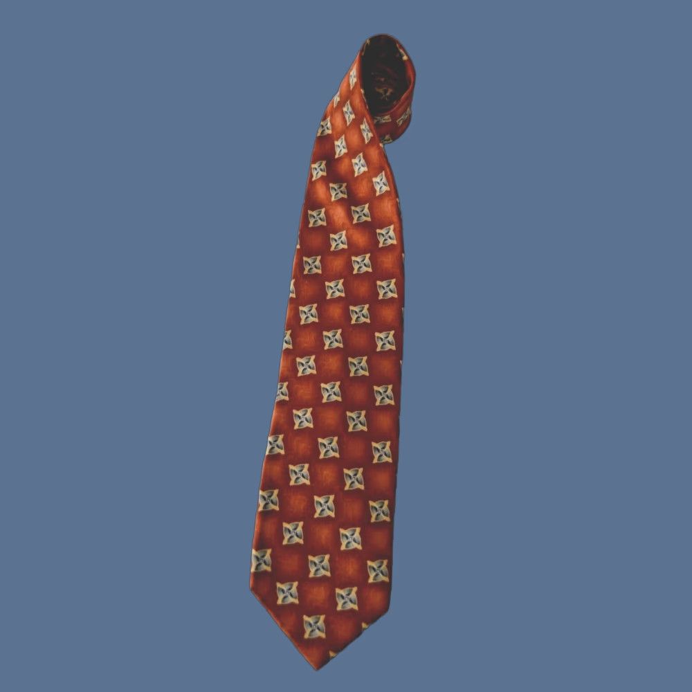 Jos. A. Bank JOS A BANK Copper Geometric Silk Necktie Size ONE SIZE - 1 Thumbnail