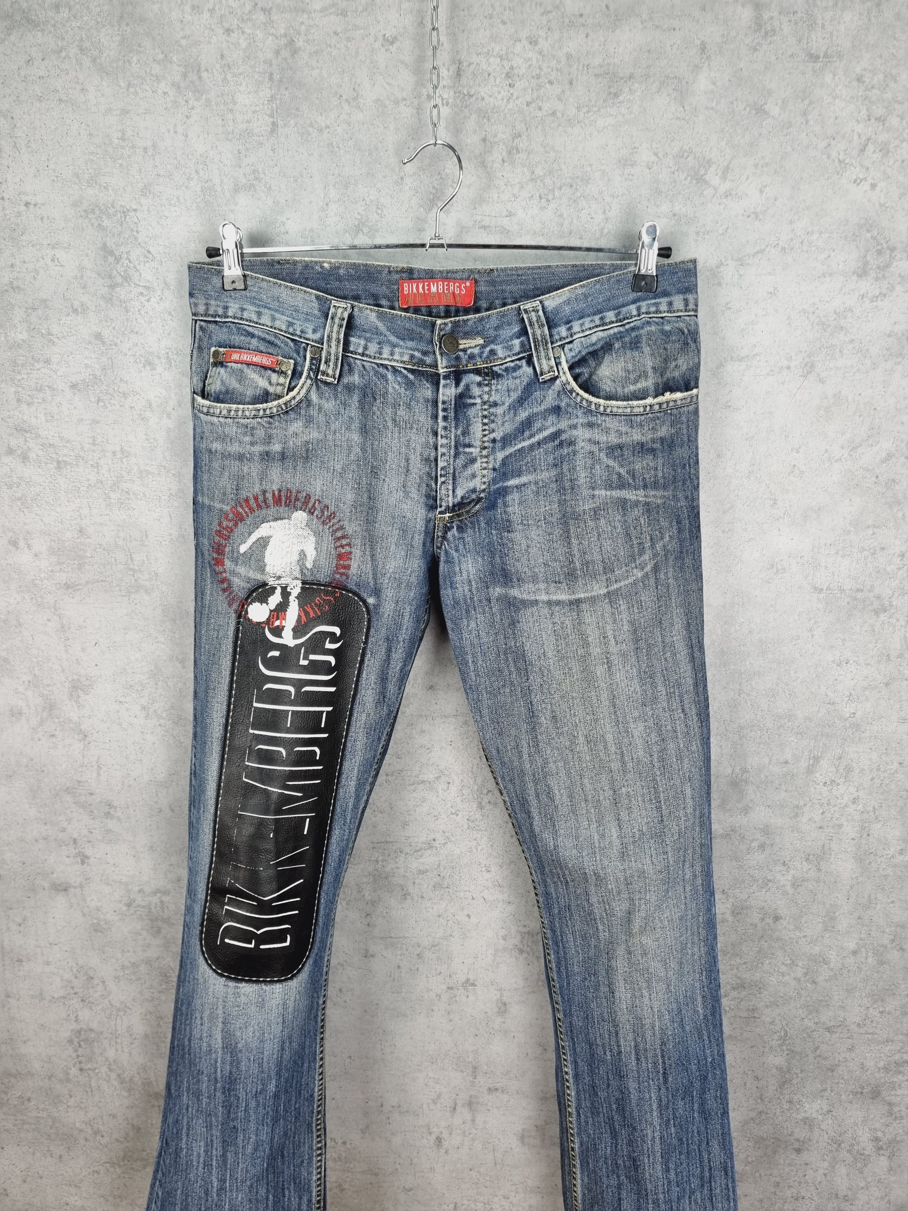 Dirk Bikkembergs × Vintage Bikkembergs Jeans Leather Patch Big Logo Denim Pant Size US 32 / EU 48 - 22 Thumbnail