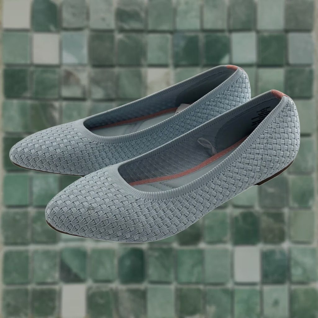 Vintage Falls Creek Phoebe Knit Ballet Flats Blue Pointed Toe Memory Foam Women 8 Flat Slip On Casual Workwear Travel Shoes Size US 8 / IT 38 - 1 Thumbnail