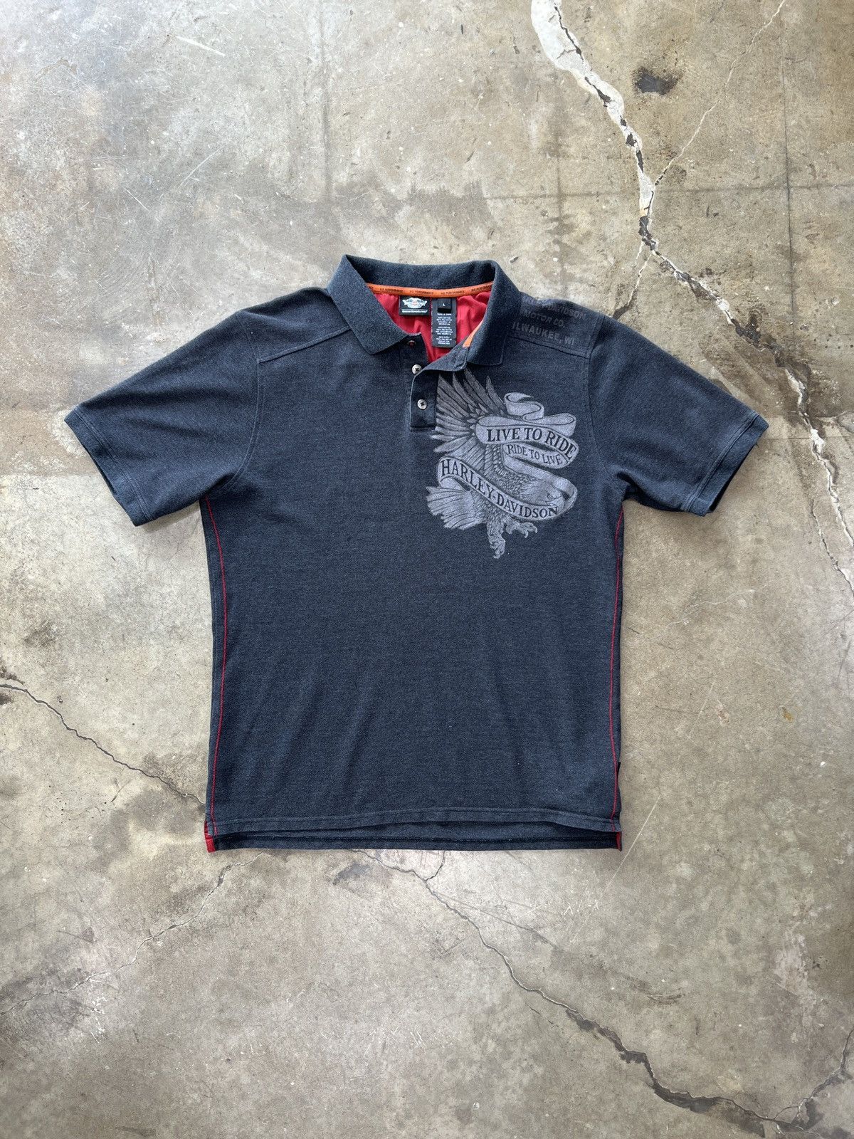 Harley Davidson × Vintage Vintage Harley Davidson Y2K Affliction Style Polo Large Size US L / EU 52-54 / 3 - 2 Thumbnail