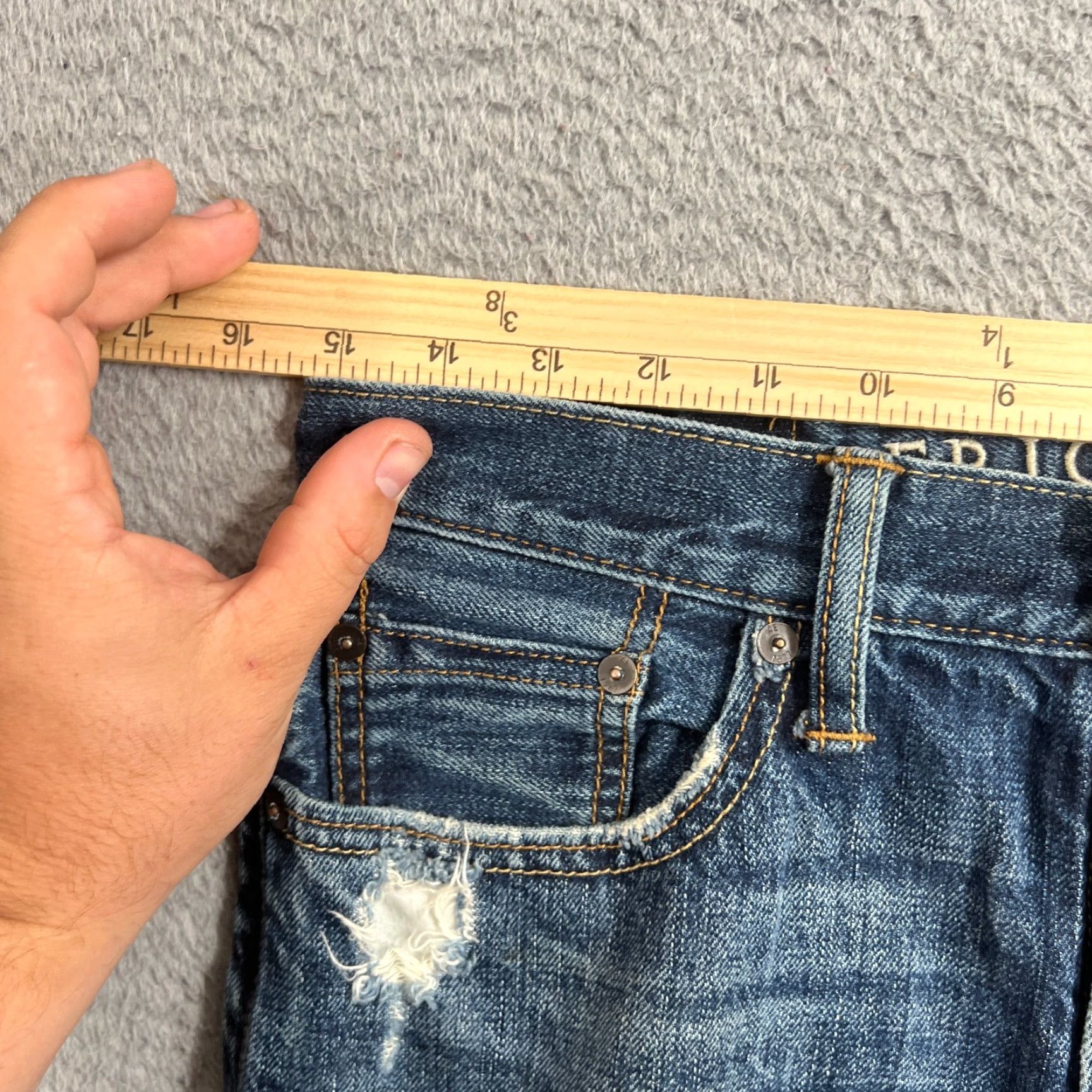 American Eagle Outfitters VINTAGE American Eagle Outfitters Men's Slim Straight Jeans 28x30 Blue Cotton Denim 90s Fall Winter Mens Size US 28 / EU 44 - 5 Thumbnail