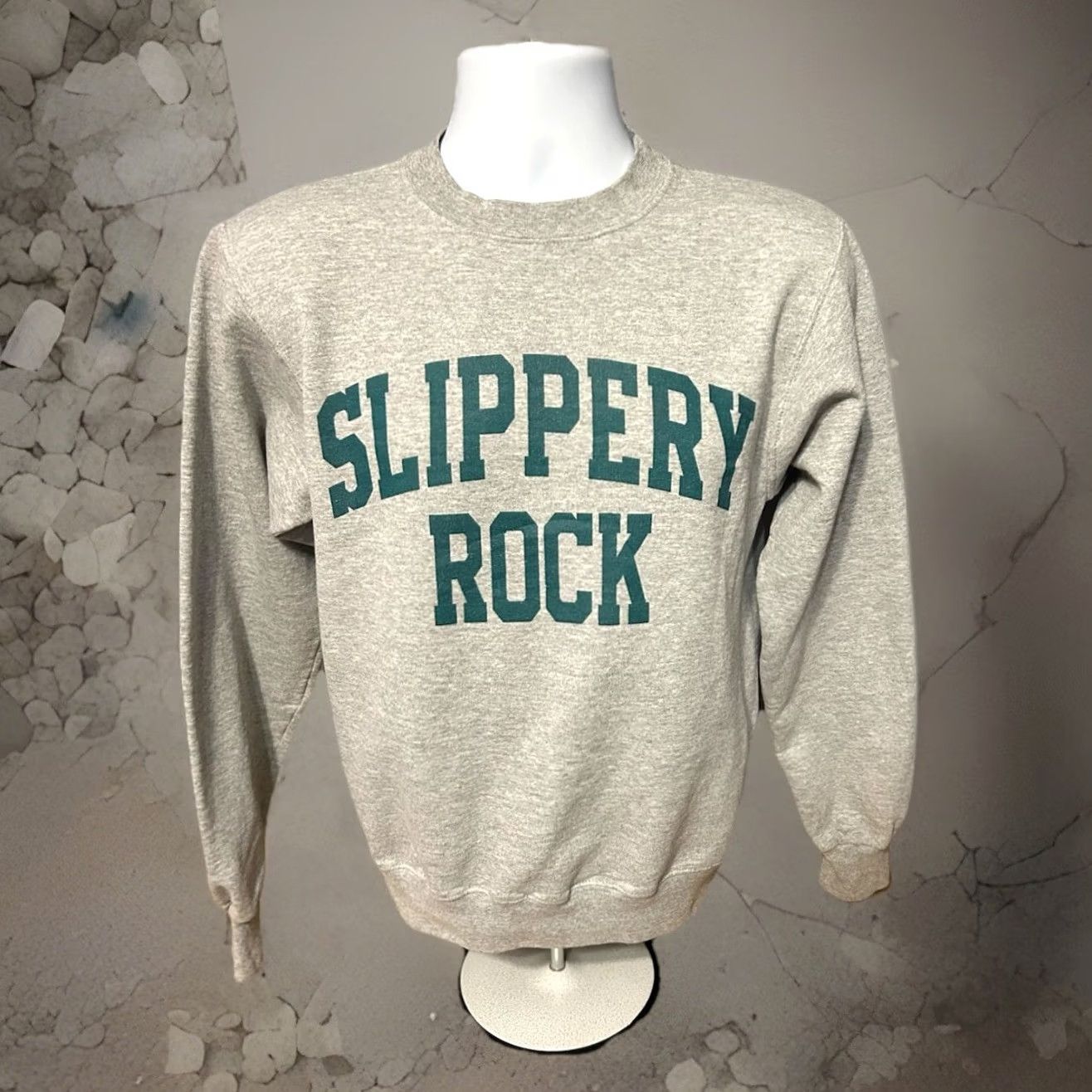 Champion VINTAGE Champion Sweatshirt Adult Small Heather Gray Slippery Rock University Logo Pullover Knit Crew Neck Long Sleeve Size US S / EU 44-46 / 1 - 5 Thumbnail