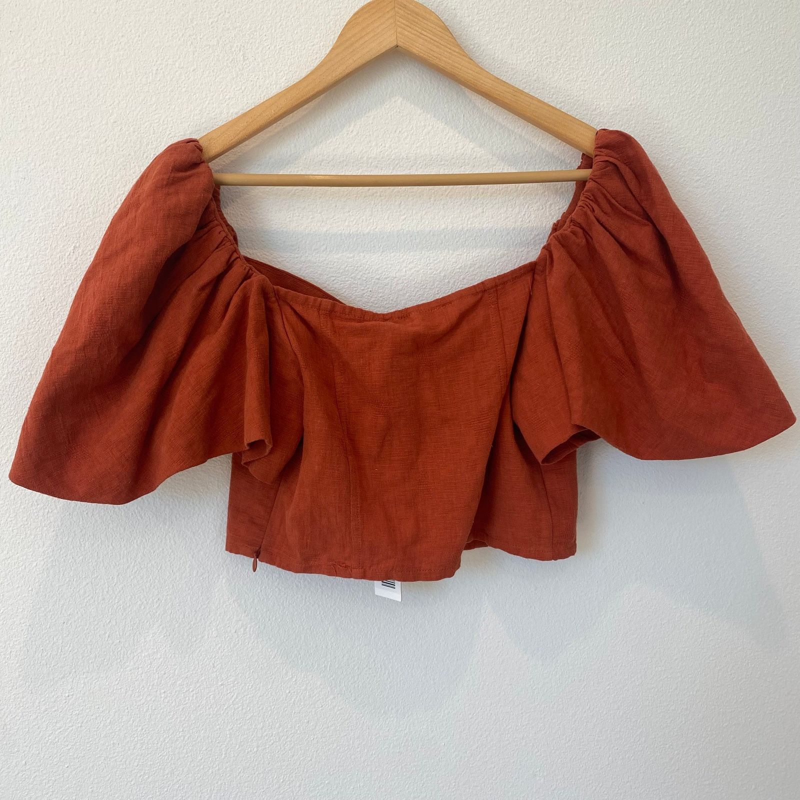 Jonathan Simkhai Jonathan Simkhai Puff Sleeves Cotton/Linen Quince Crop Top Size M / US 6-8 / IT 42-44 - 9 Thumbnail