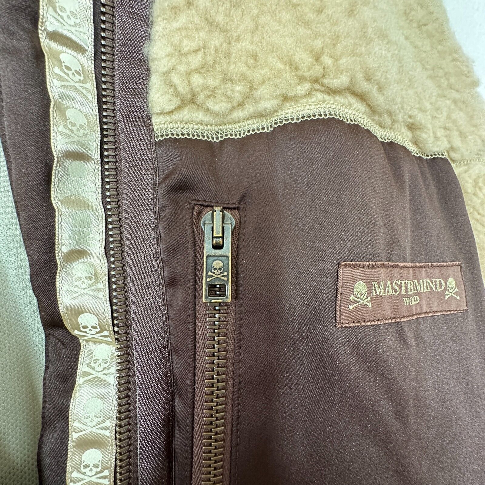 Mastermind World Mastermind World Tan Cashmere Sherpa Jacket Skull Crossbone Size M / US 6-8 / IT 42-44 - 6 Thumbnail