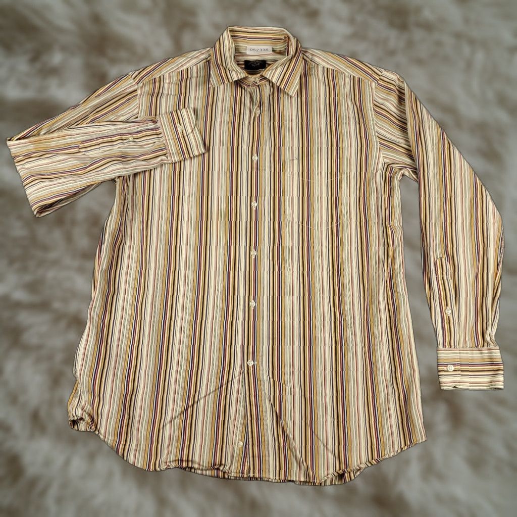 Paul & Shark Paul & Shark Button-Up Shirt Mens Large Beige Striped Long Sleeve Casual Classic Size US L / EU 52-54 / 3 - 1 Thumbnail