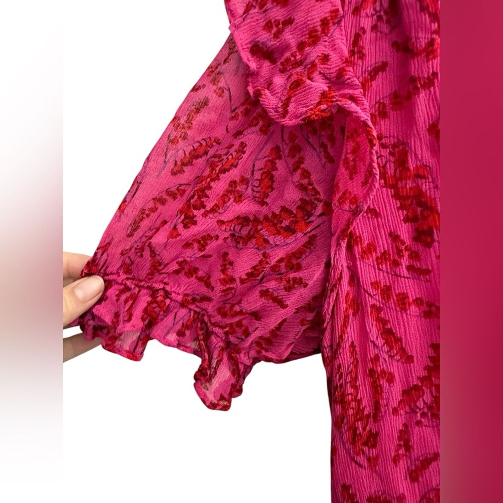 ba&sh BA&SH Matcha Printed Pink Mini Dress S Size S / US 4 / IT 40 - 5 Thumbnail