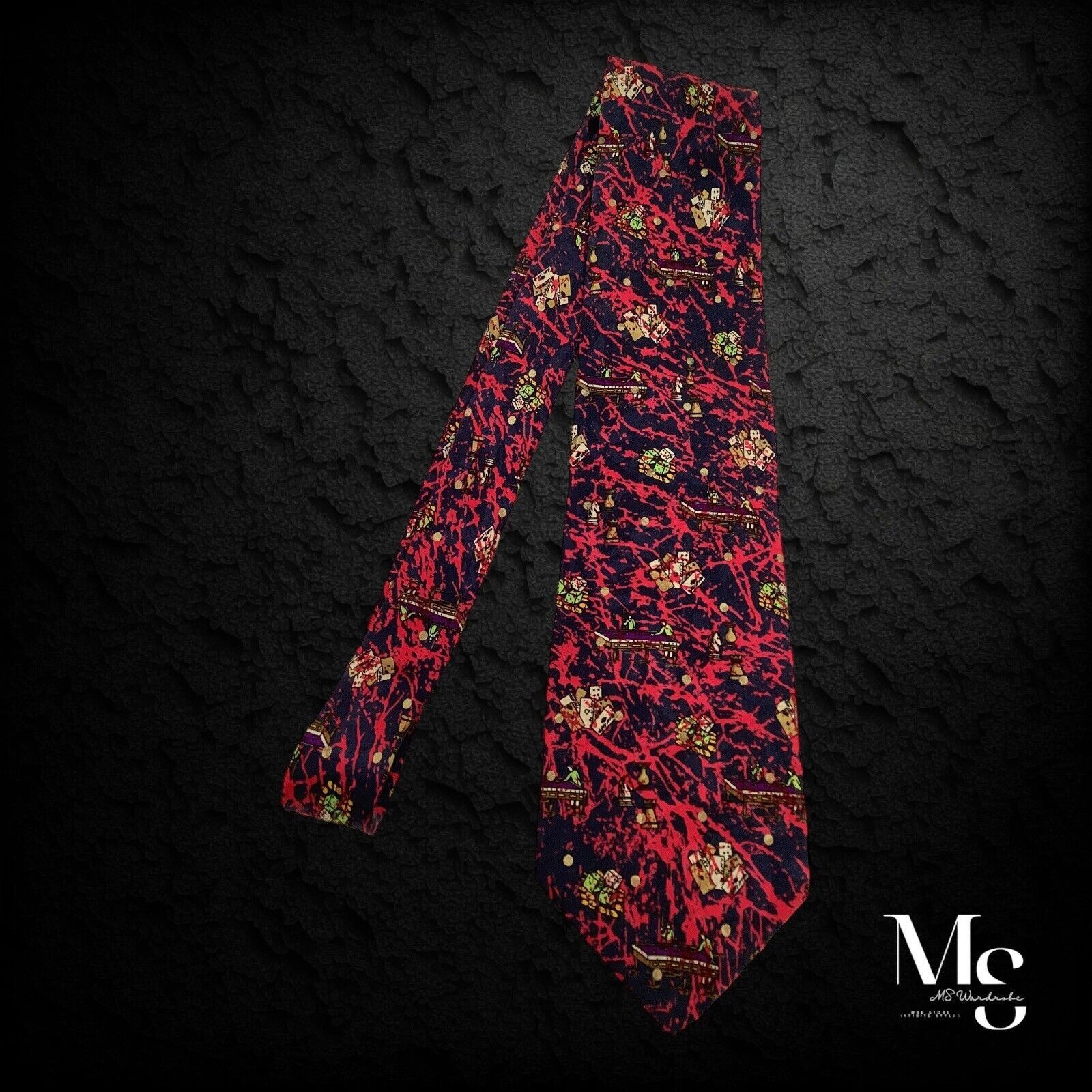 Brioni BRIONI Red Blue Art Print With Chees & Pool Luxury Silk Tie Size ONE SIZE - 6 Thumbnail