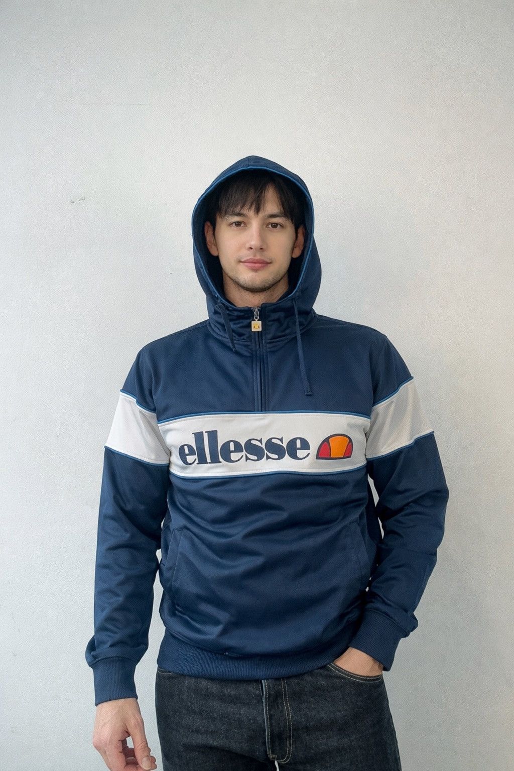 Ellesse Ellesse 1/3 Zip Hoodie Navy White Stripe Big Logo Size L Size US L / EU 52-54 / 3 - 2 Thumbnail