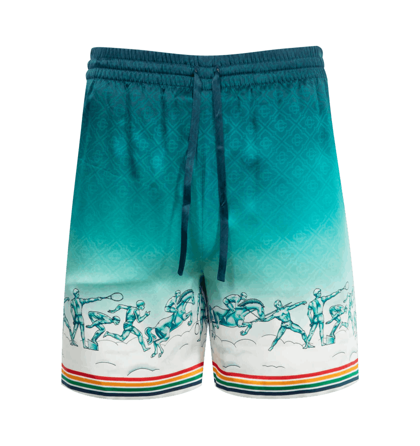 Casablanca o1h1sh11224 Drawstring Shorts in Teal Green Size US 36 / EU 52 - 1 Thumbnail