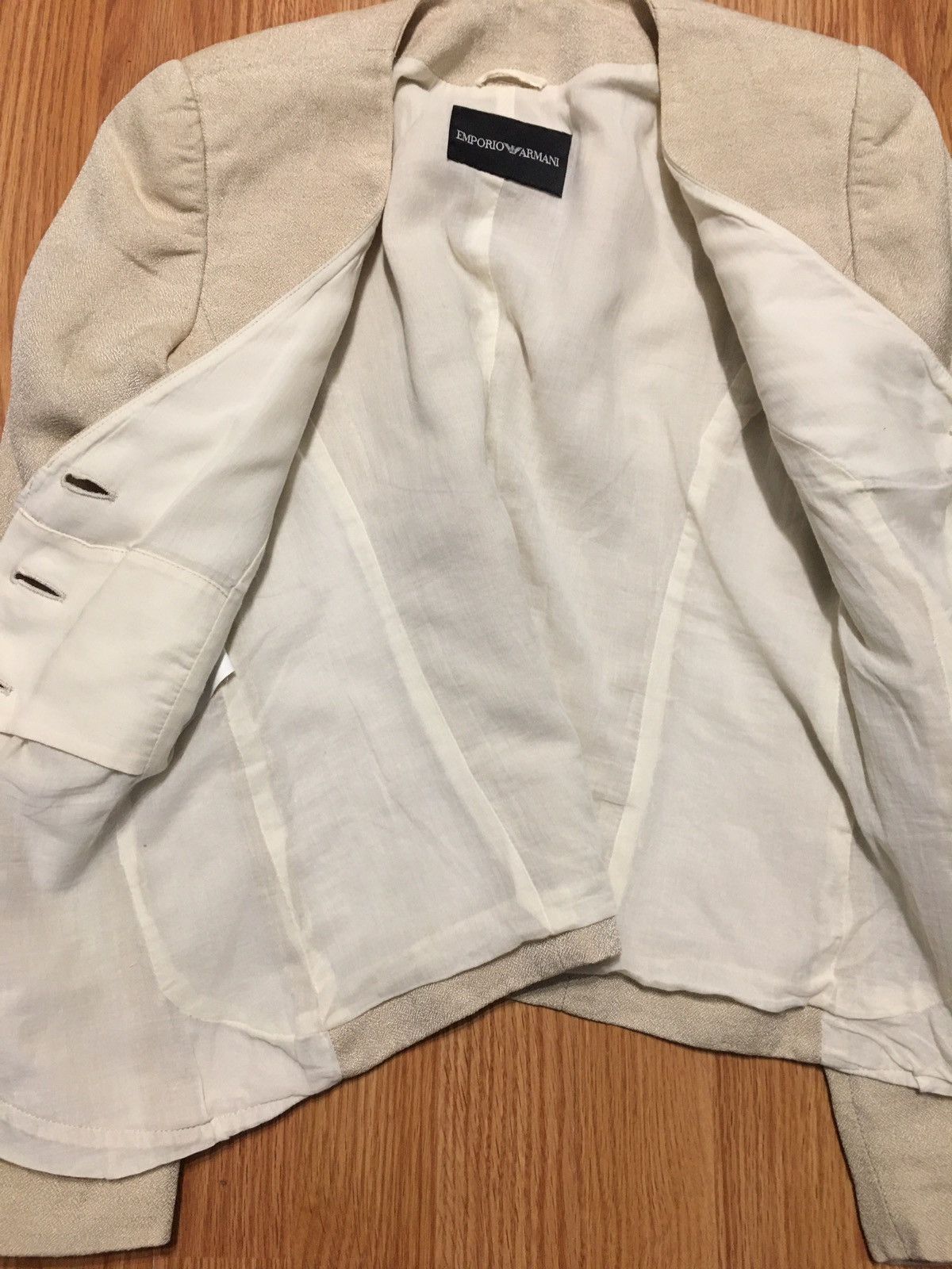 Emporio Armani × Giorgio Armani EMPORIO ARMANI Linen Cream Italy Design Blazer Jacket IT 38 Size XS / US 0-2 / IT 36-38 - 8 Thumbnail