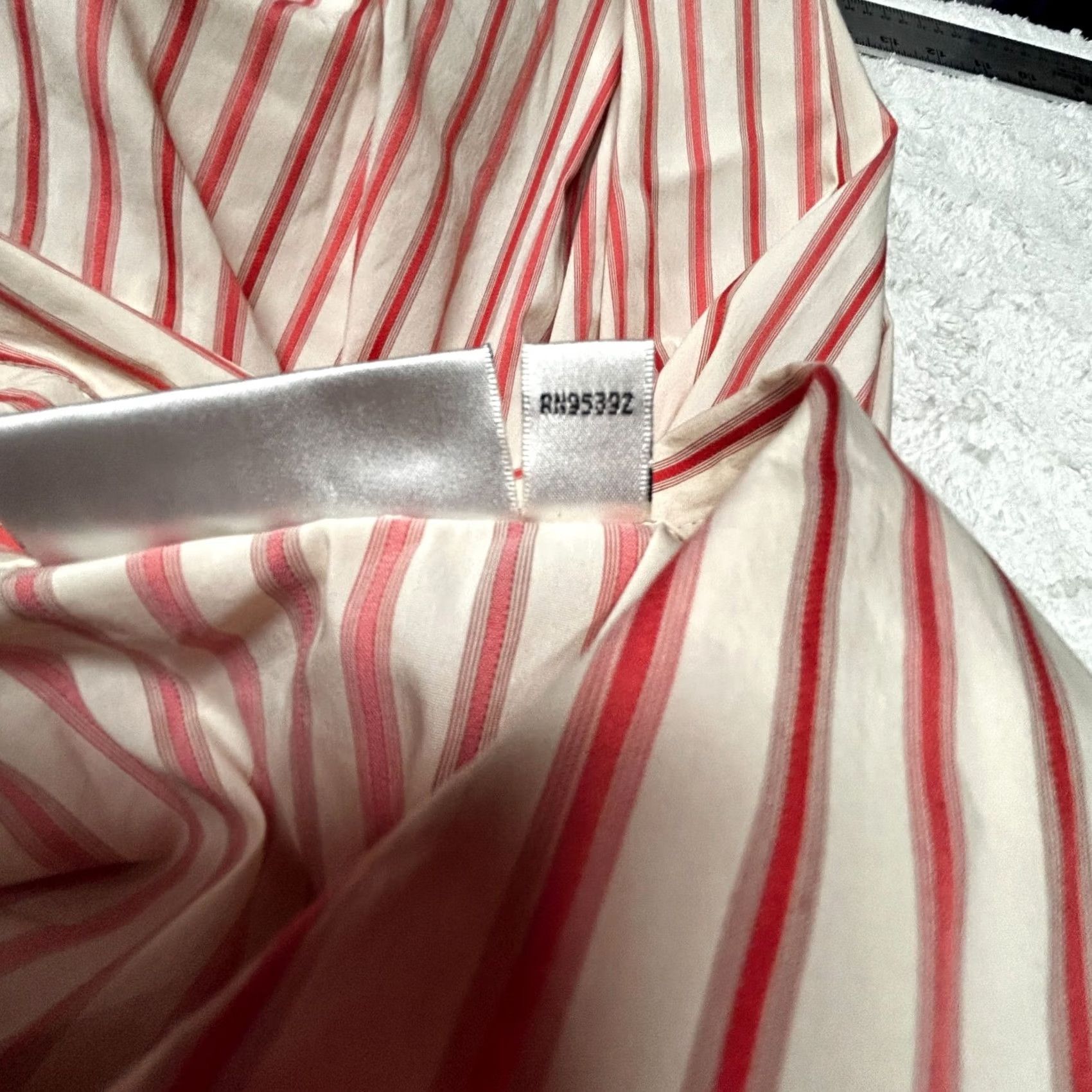 Vintage Farinaz Taghavi Women's Button Up Shirt Long Sleeve Striped Top Red Ivory Size 8 Size M / US 6-8 / IT 42-44 - 4 Thumbnail