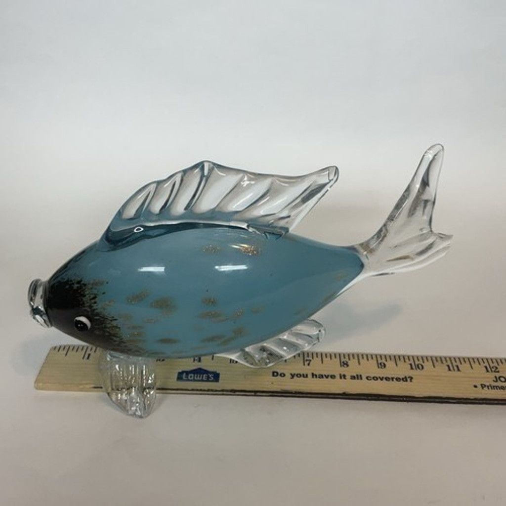 Murano VTG Large Murano Style ArtGlass Fish Sculpture 11"x6.5” Flaw Size ONE SIZE - 3 Thumbnail
