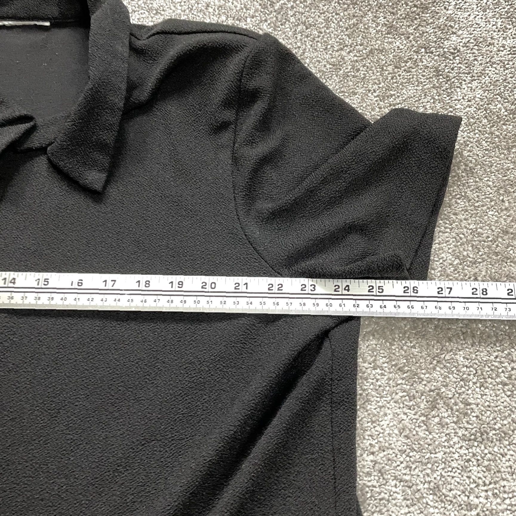 Vintage Unbranded Black Short Sleeve Collared Knit Top Womens 2XL Padded Shoulder Casual Blouse Size XXL / US 16-18 / IT 52-54 - 6 Thumbnail