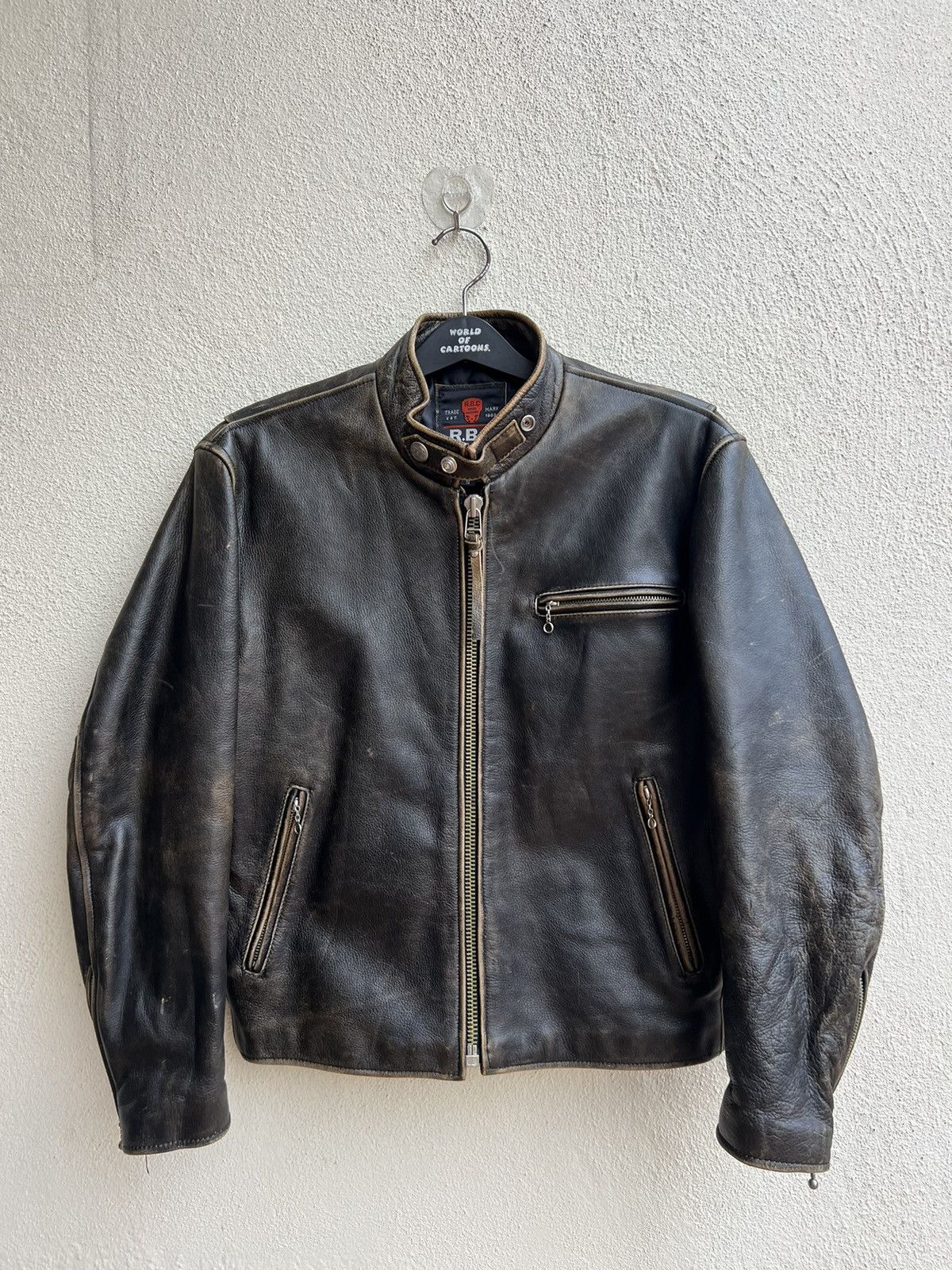 Leather Vintage R.B.C Legend Distressed Patina Leather Racer Jacket Size US S / EU 44-46 / 1 - 6 Thumbnail