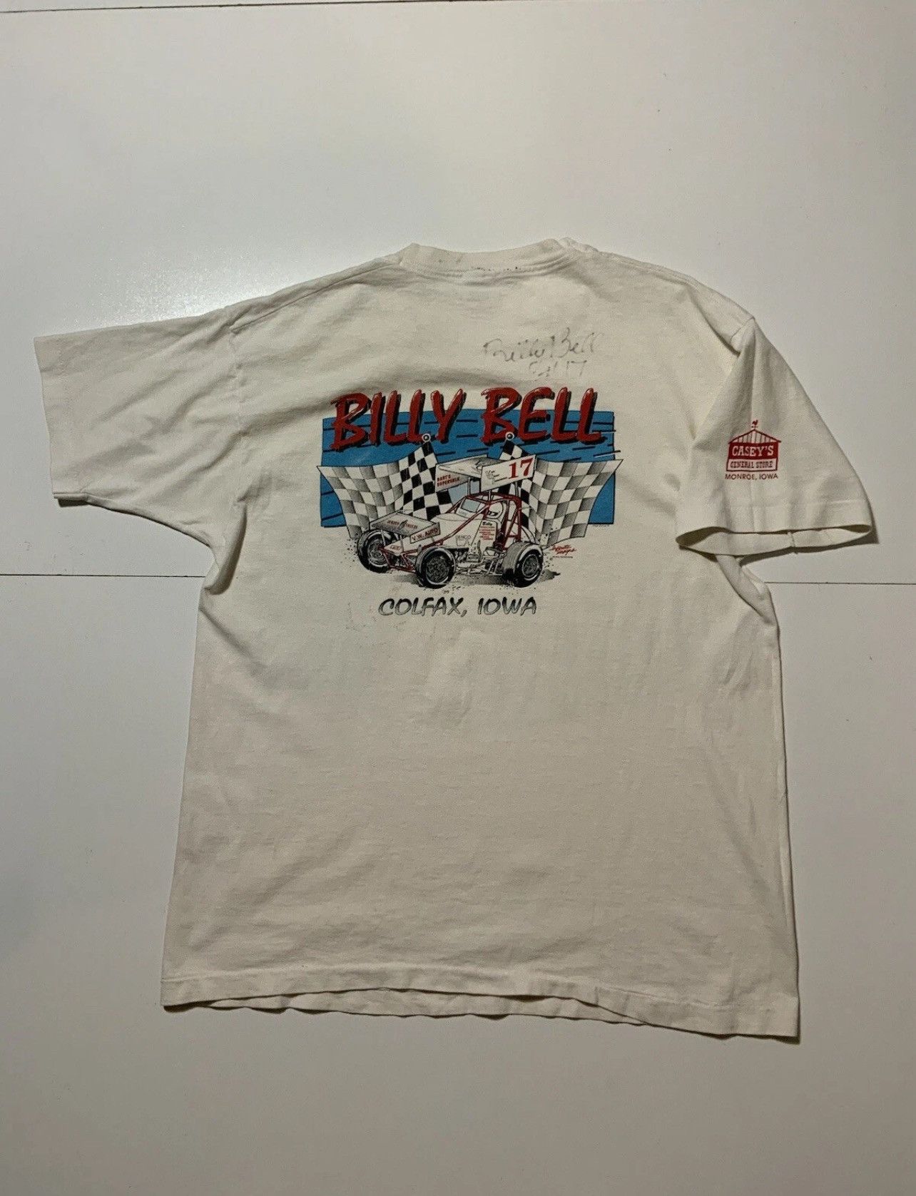 Vintage VTG 90s Billy Bell Autographed Team 17 Sprint Car T-Shirt Size US XL / EU 56 / 4 - 3 Thumbnail