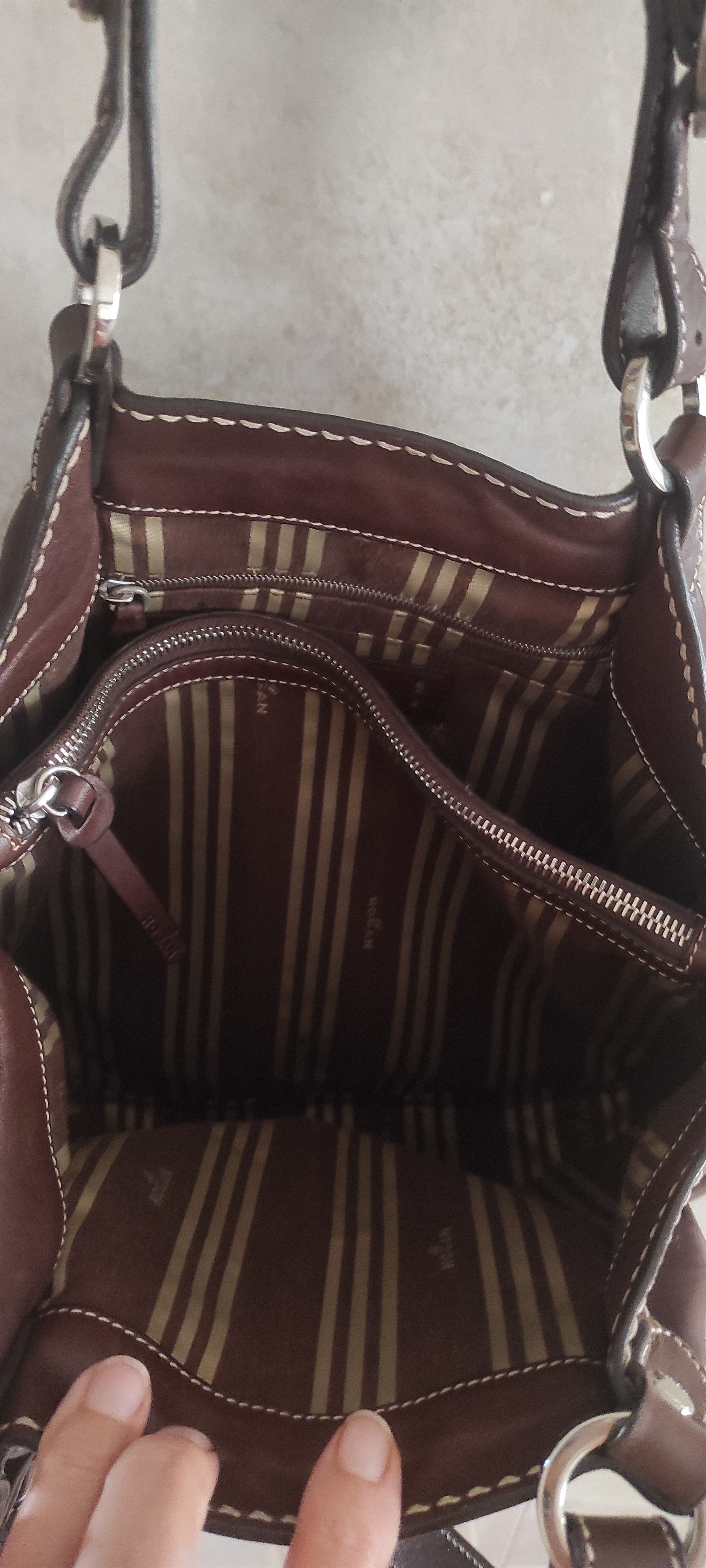 Hogan Hogan Vintage Cognac Brown Leather Shoulder Bag Made Italy Size ONE SIZE - 11 Thumbnail