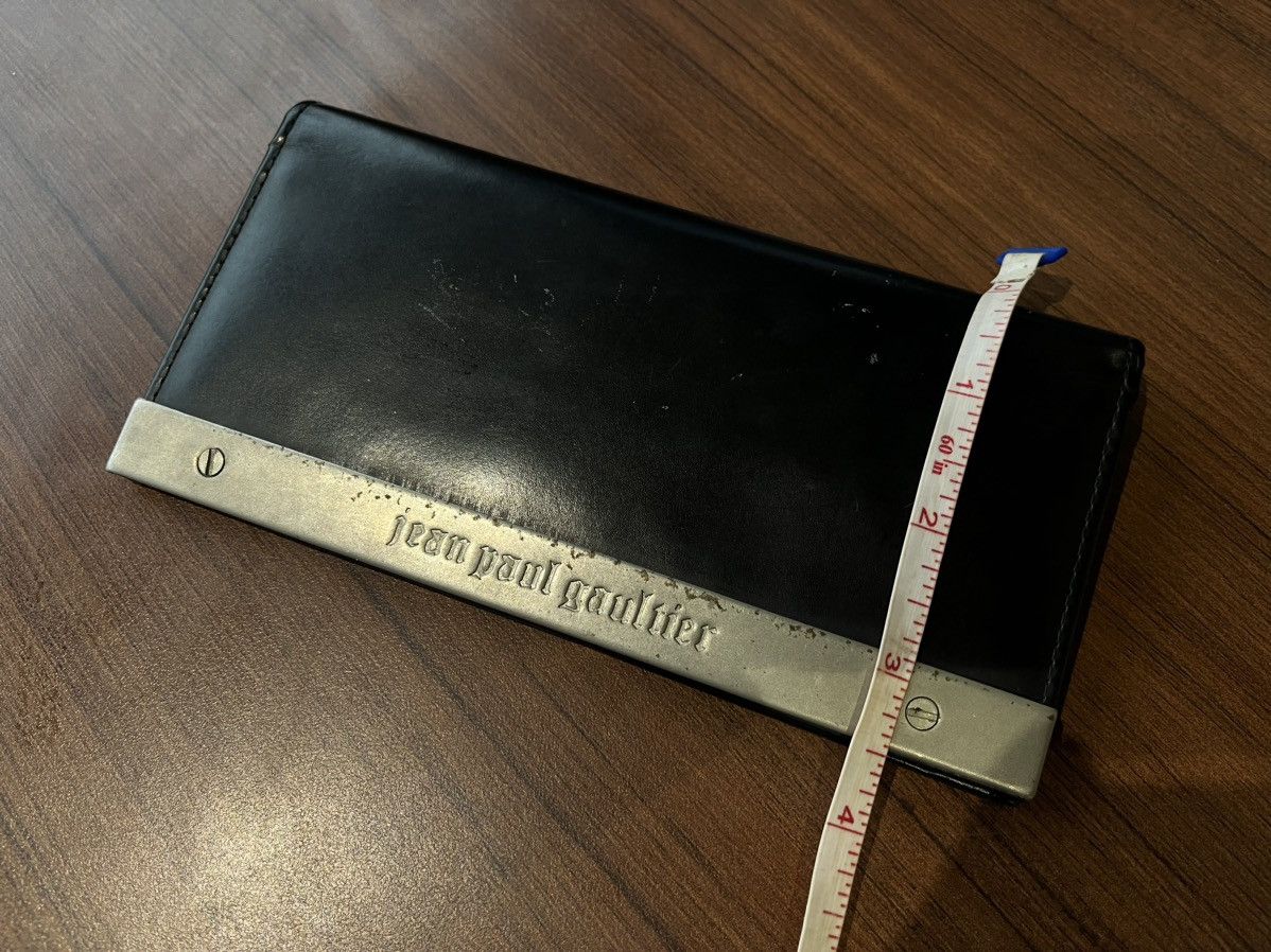 Jean Paul Gaultier Jean Paul Gaultier Metal Plate Long Wallet — Black Leather Size ONE SIZE - 7 Thumbnail
