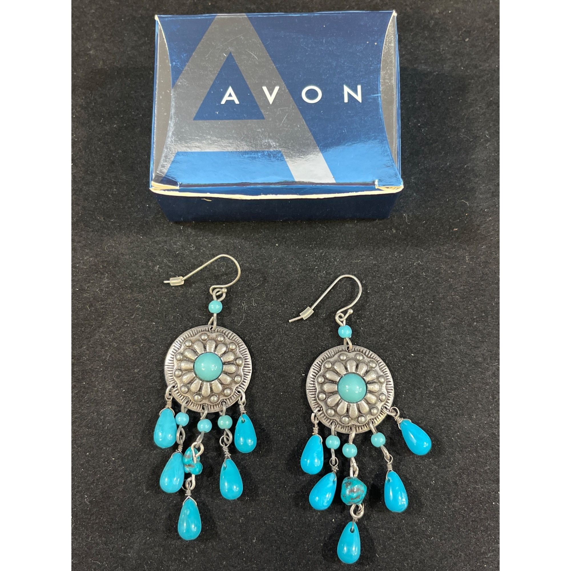 Other Avon Womens Blue Tigers Eye Accented Chandelier Earrings SKU Size ONE SIZE - 1 Thumbnail