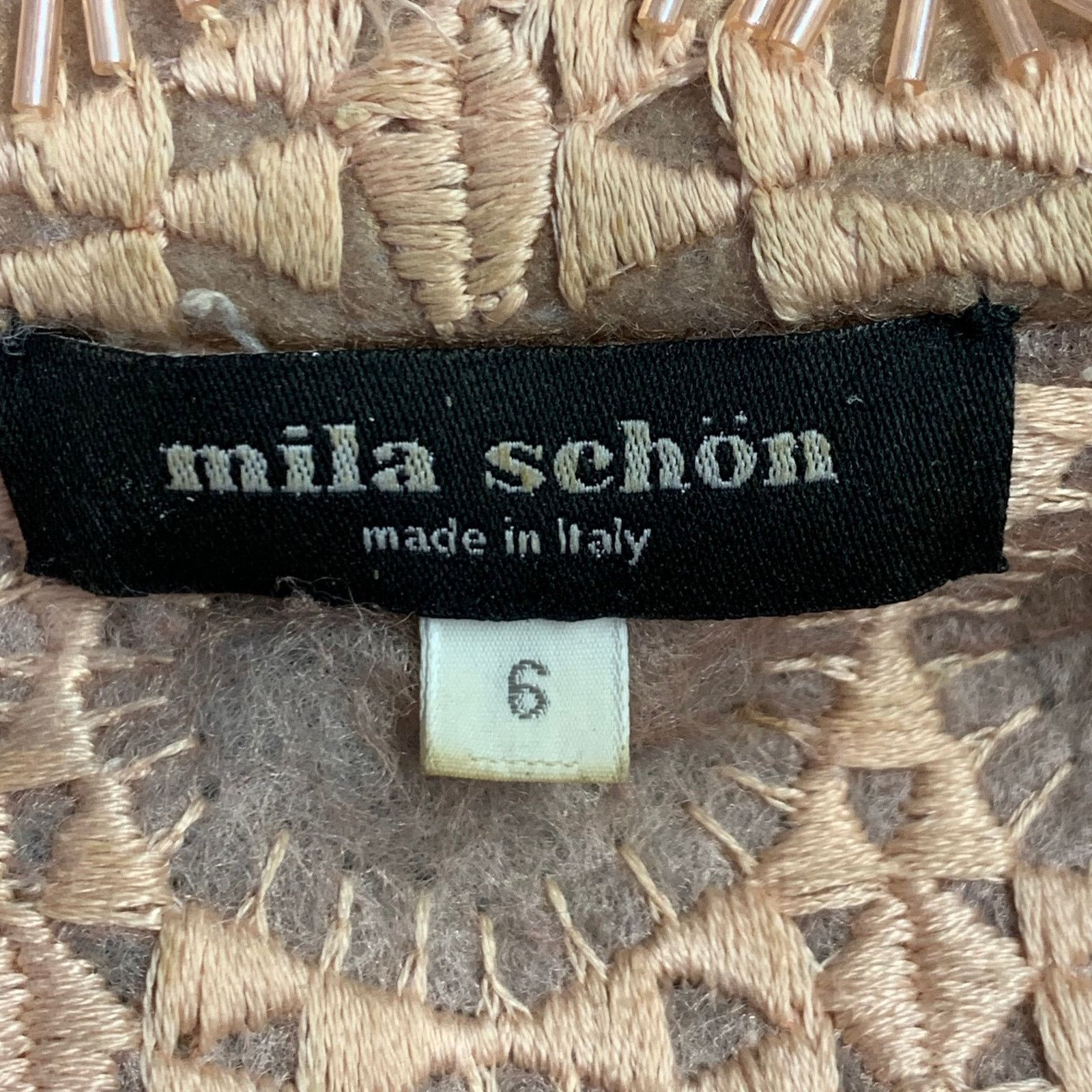 Mila Schon MILA SCHON Size 6 Beige Tan Polyester Circles Beaded Coat Size M / US 6-8 / IT 42-44 - 13 Thumbnail