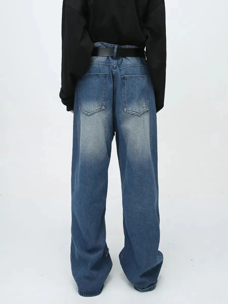 Japanese Brand Retro loose straight leg spliced jeans Size US 32 / EU 48 - 2 Thumbnail