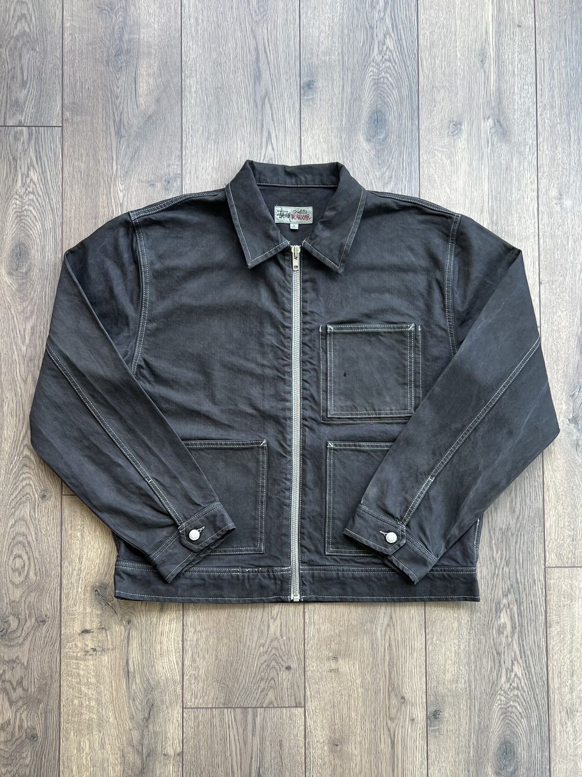 Streetwear × Stussy Zip Work Jacket Overdyed | Grailed