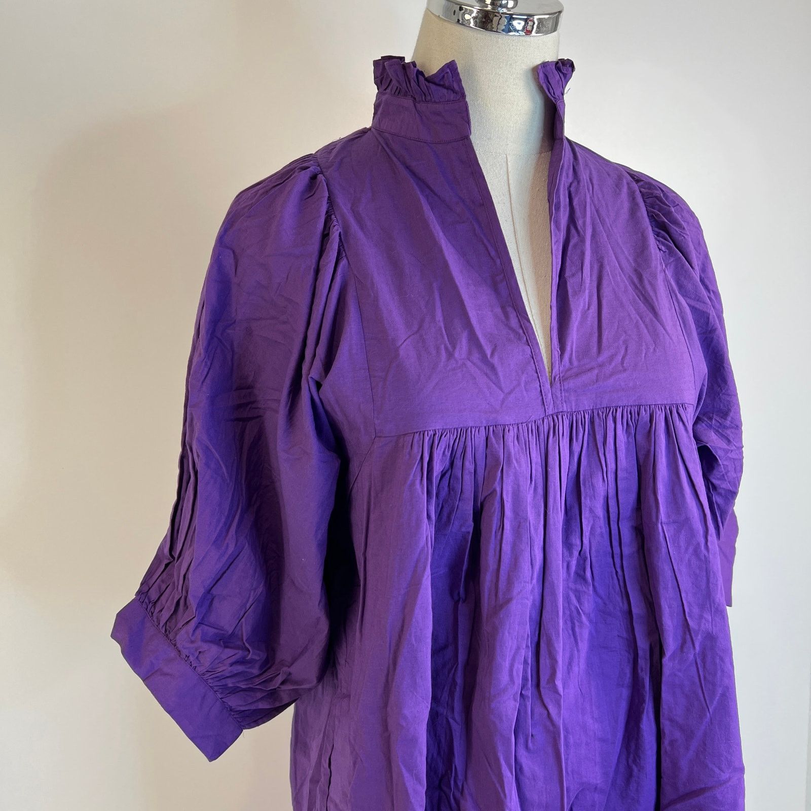 Other Never A Wallflower High Neck Dress Purple Cotton Poplin Mini Size XS / US 0-2 / IT 36-38 - 4 Thumbnail