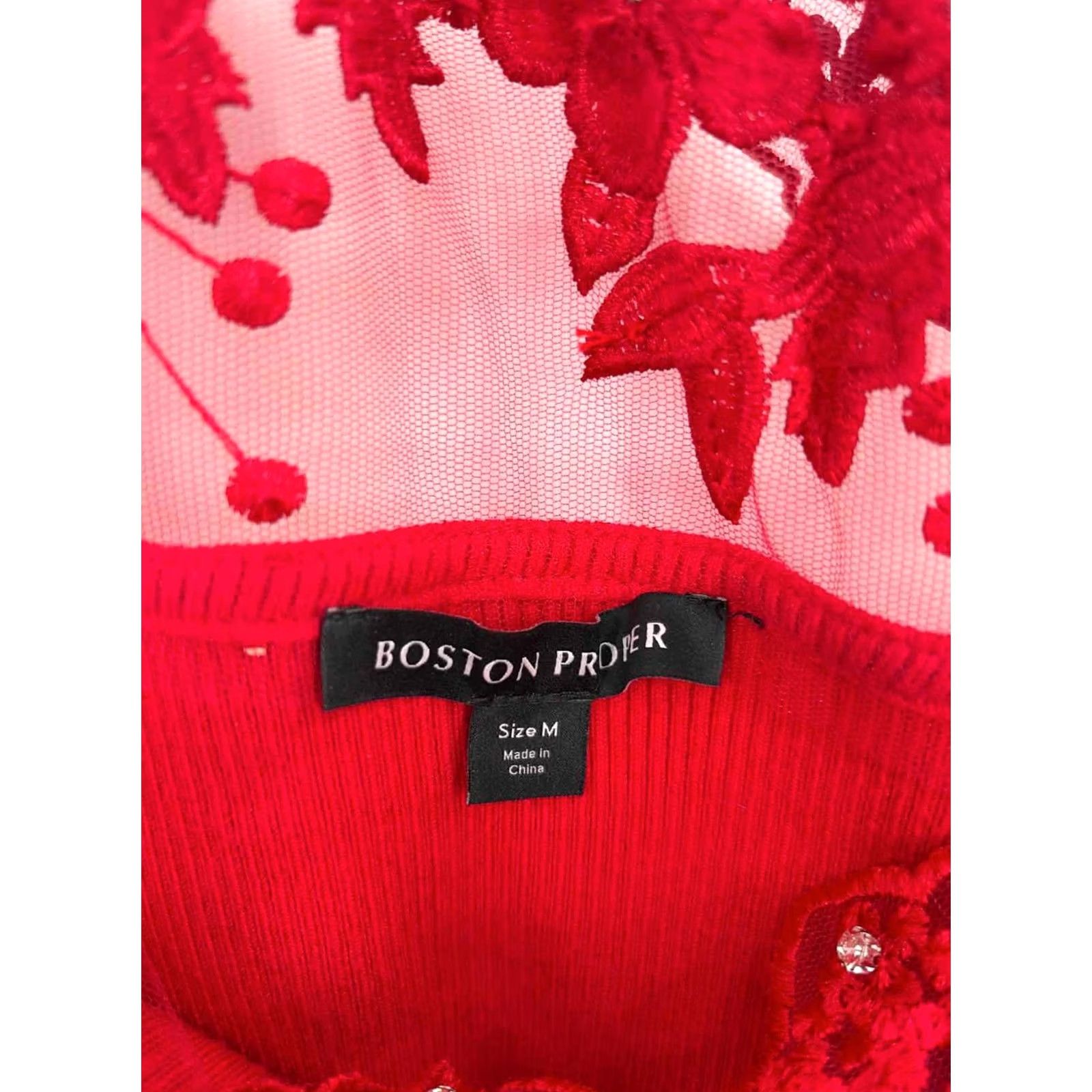 Boston Proper Boston Proper Blouse Red Size Medium Long Sleeve Shirt Womens Size M / US 6-8 / IT 42-44 - 3 Thumbnail
