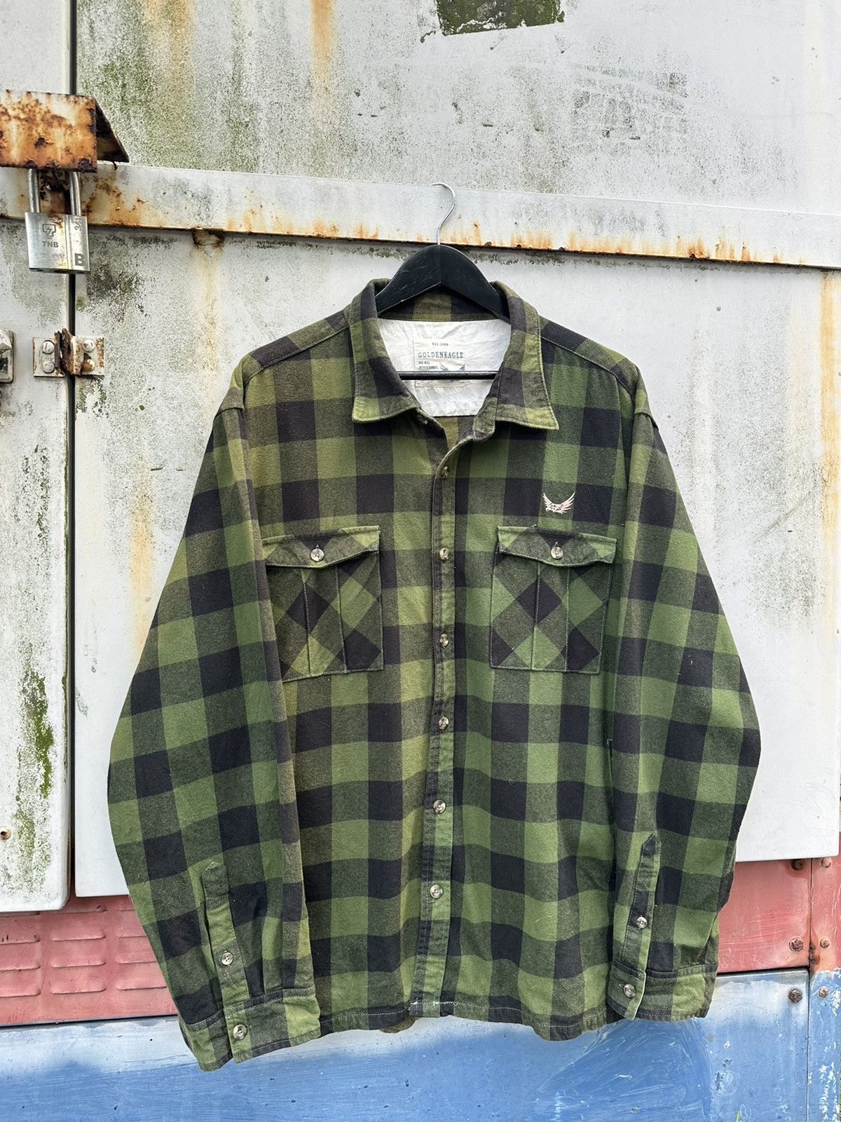 Vintage Faded Golden Eagle Oversized Long Sleeves Flannels