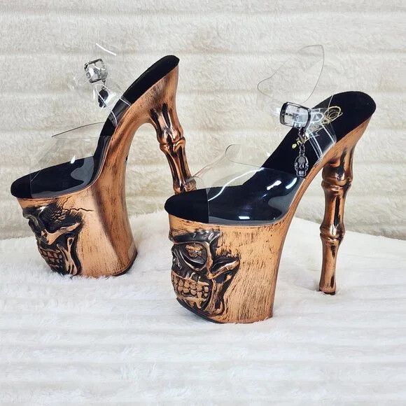 Other Rapture Brushed Metallic Copper Skull & Bones 8" High Heel P Size US 6 / IT 36 - 1 Thumbnail