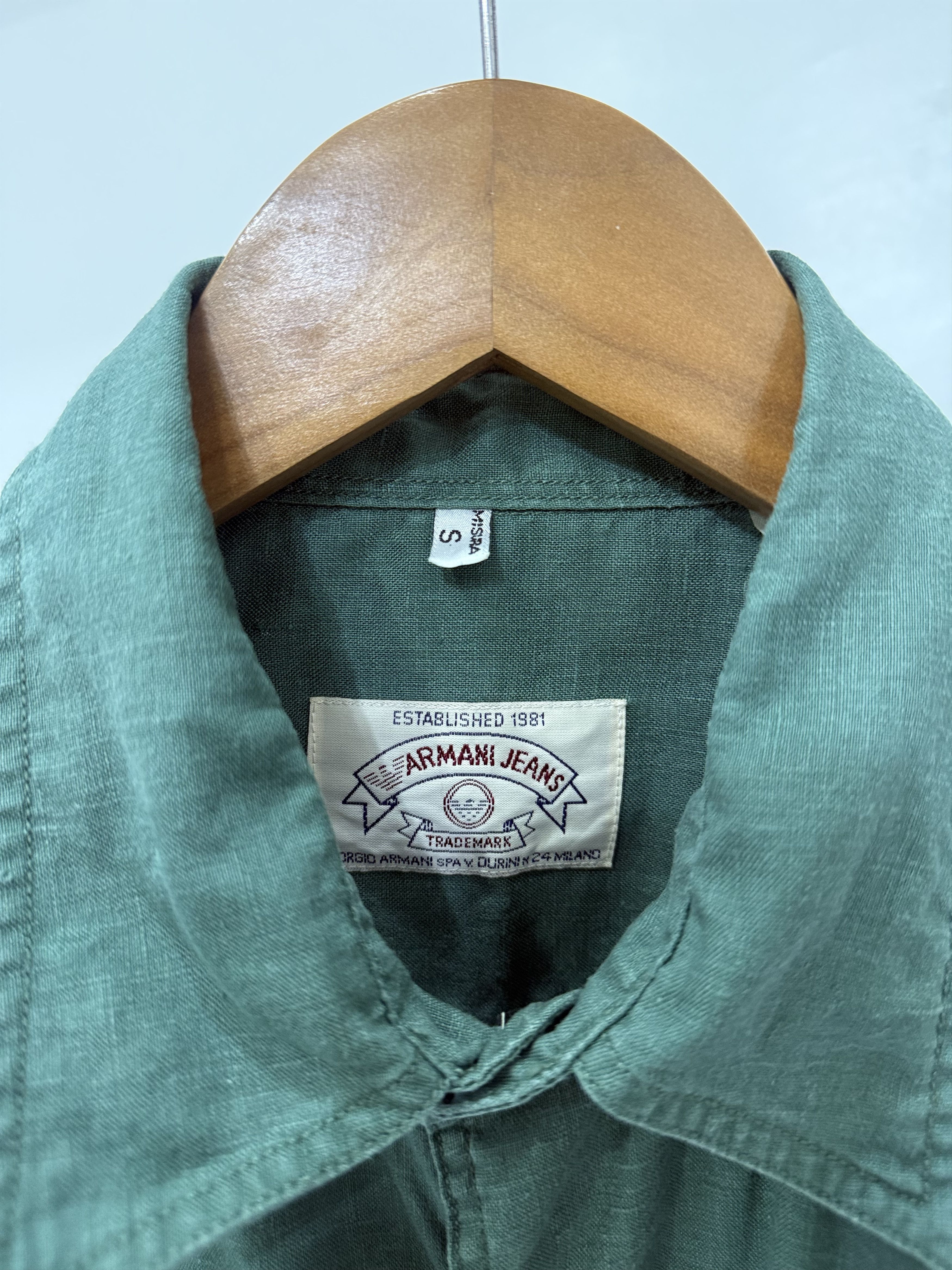 Armani Armani Jeans - 1990s 3/4 Buttondown Linen Shirt RARE Size US L / EU 52-54 / 3 - 8 Thumbnail