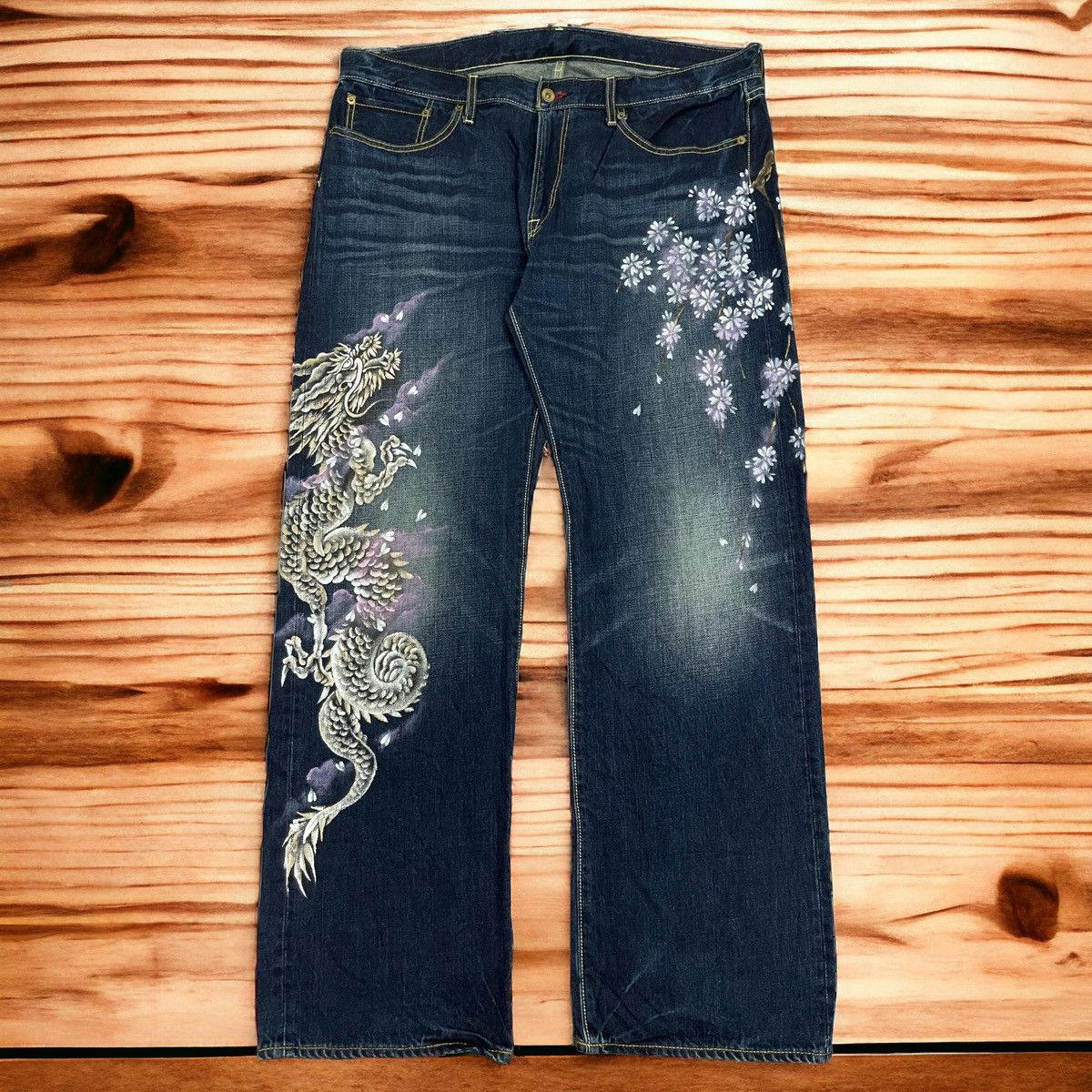 image of Eternal Dragon Jeans in Dark Blue, Men's (Size 40)